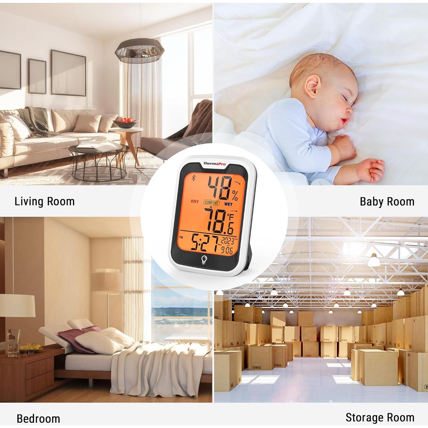 Termómetro Bluetooth ThermoPro TP358 con higrómetro y reloj