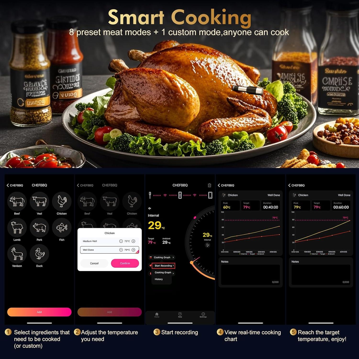 Termómetro de Carne Inalámbrico TempGrill BQ50 con Sonda 5mm