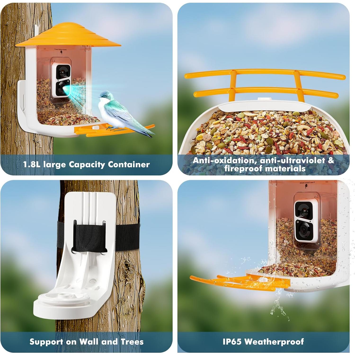 Comedero Inteligente para Aves AKQFZHQ - Cámara HD 1080P