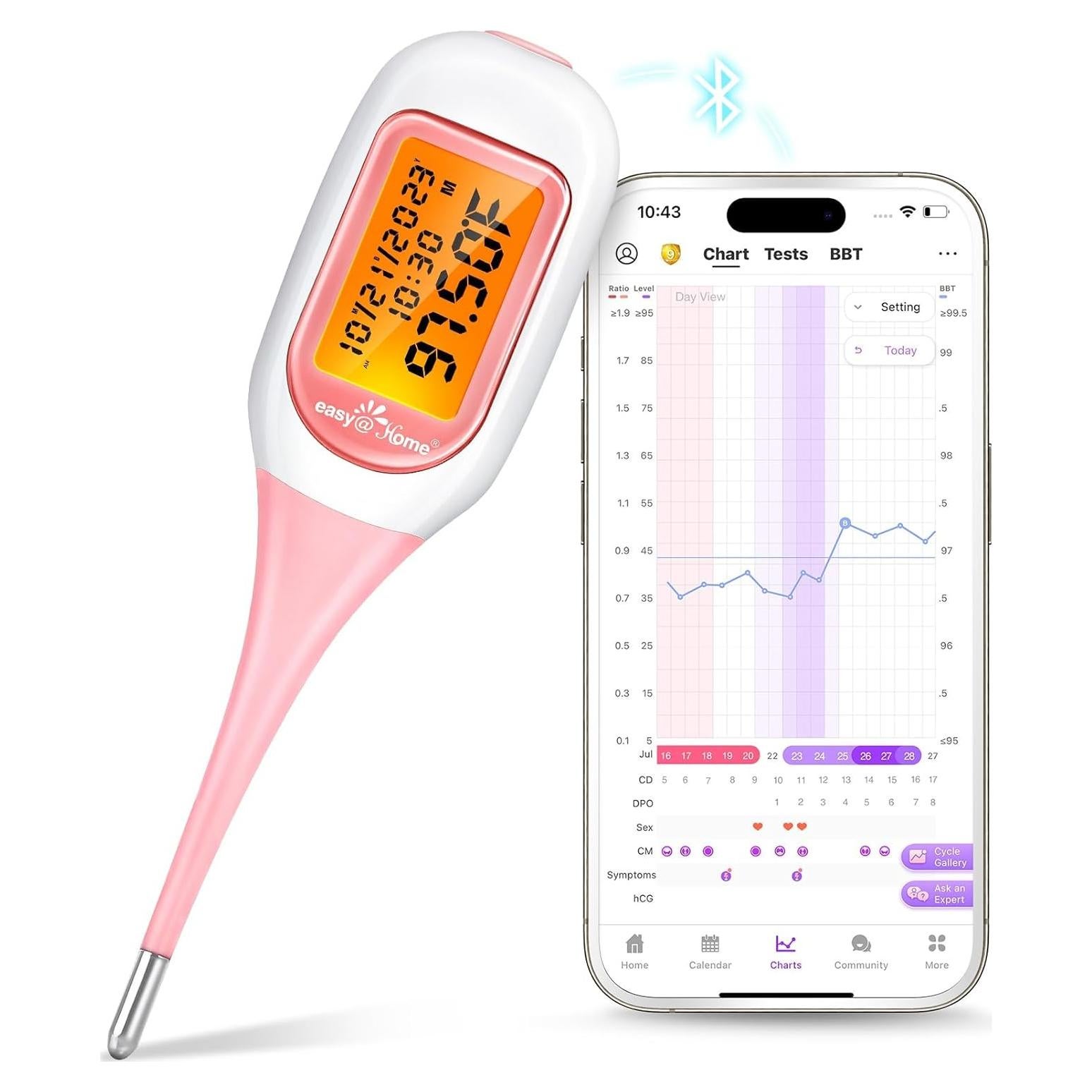 Termómetro Basal Inteligente Easy@Home EBT-300, Pantalla Grande