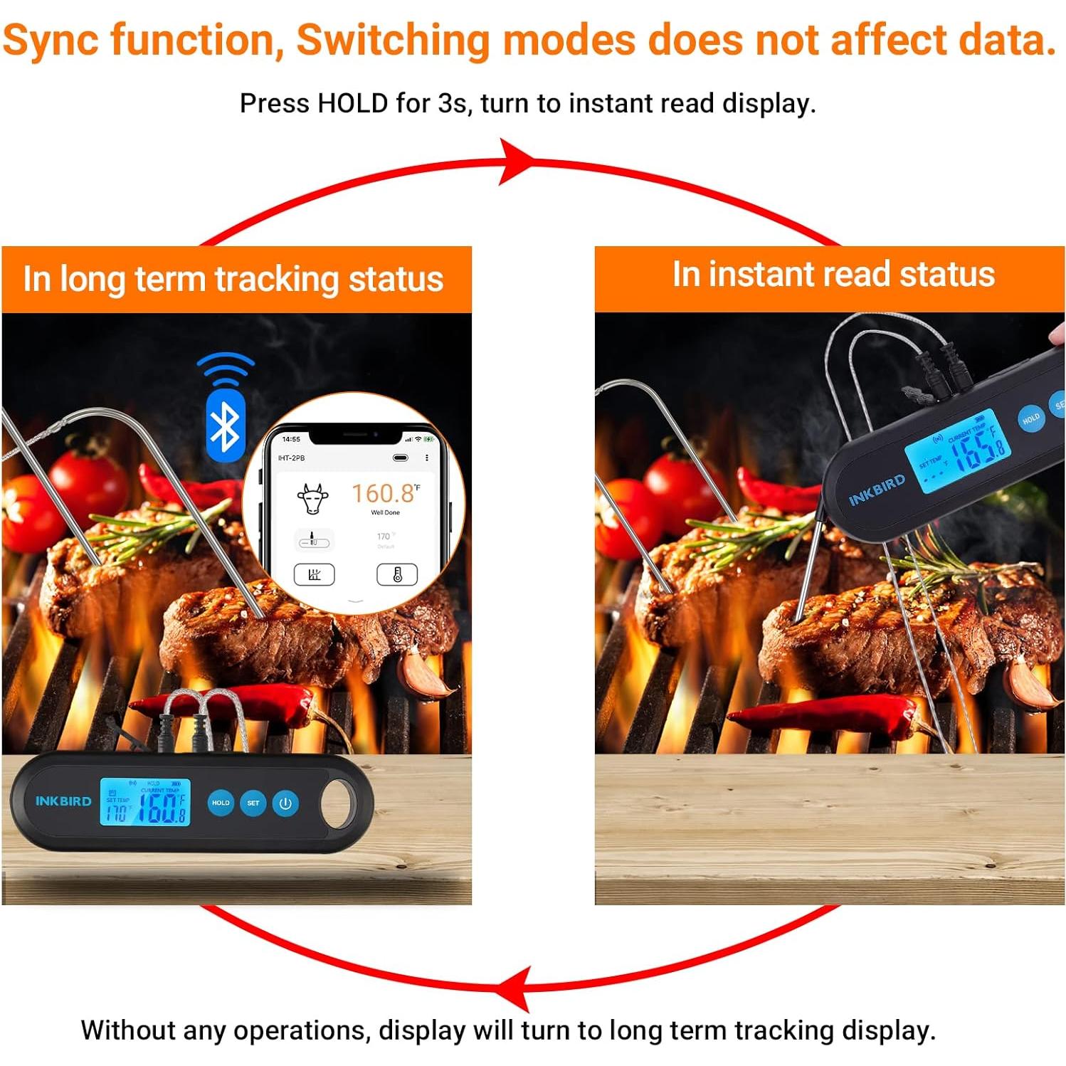 Termómetro Digital Inkbird IHT-2PB Bluetooth 2 Probetas