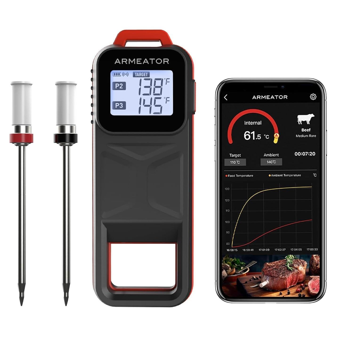Termómetro de Carne Bluetooth Armeator B2 con 2 Probes