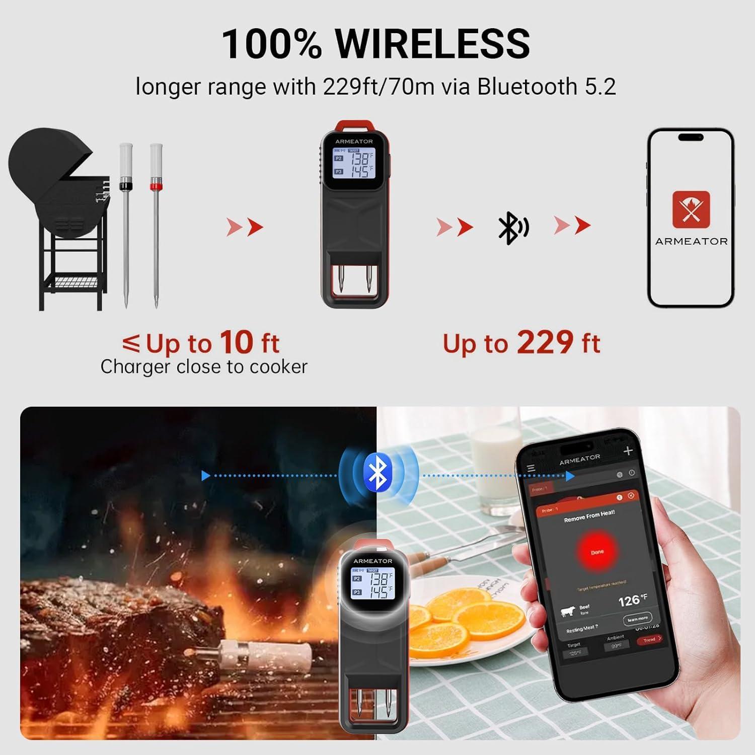 Termómetro de Carne Bluetooth Armeator B2 con 2 Probes