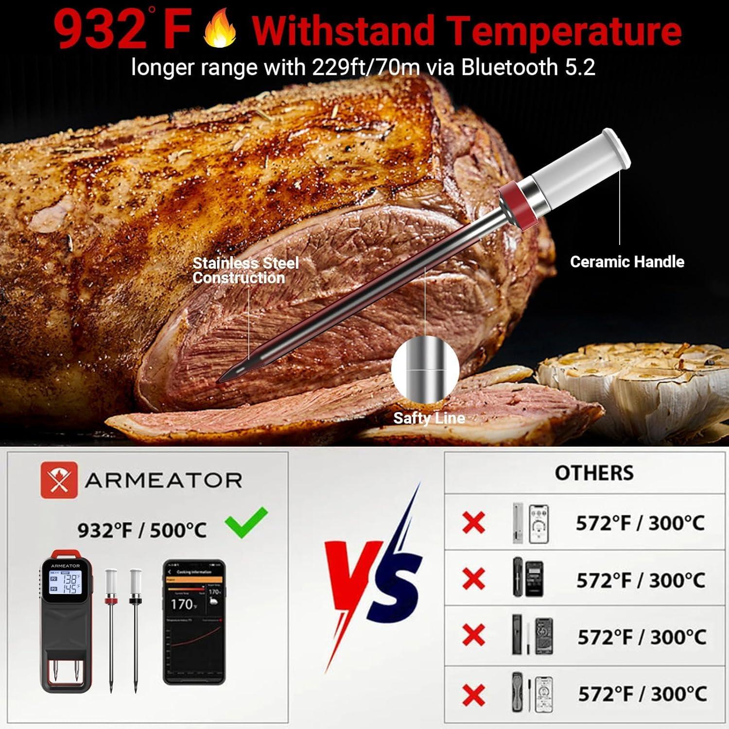 Termómetro de Carne Bluetooth Armeator B2 con 2 Probes