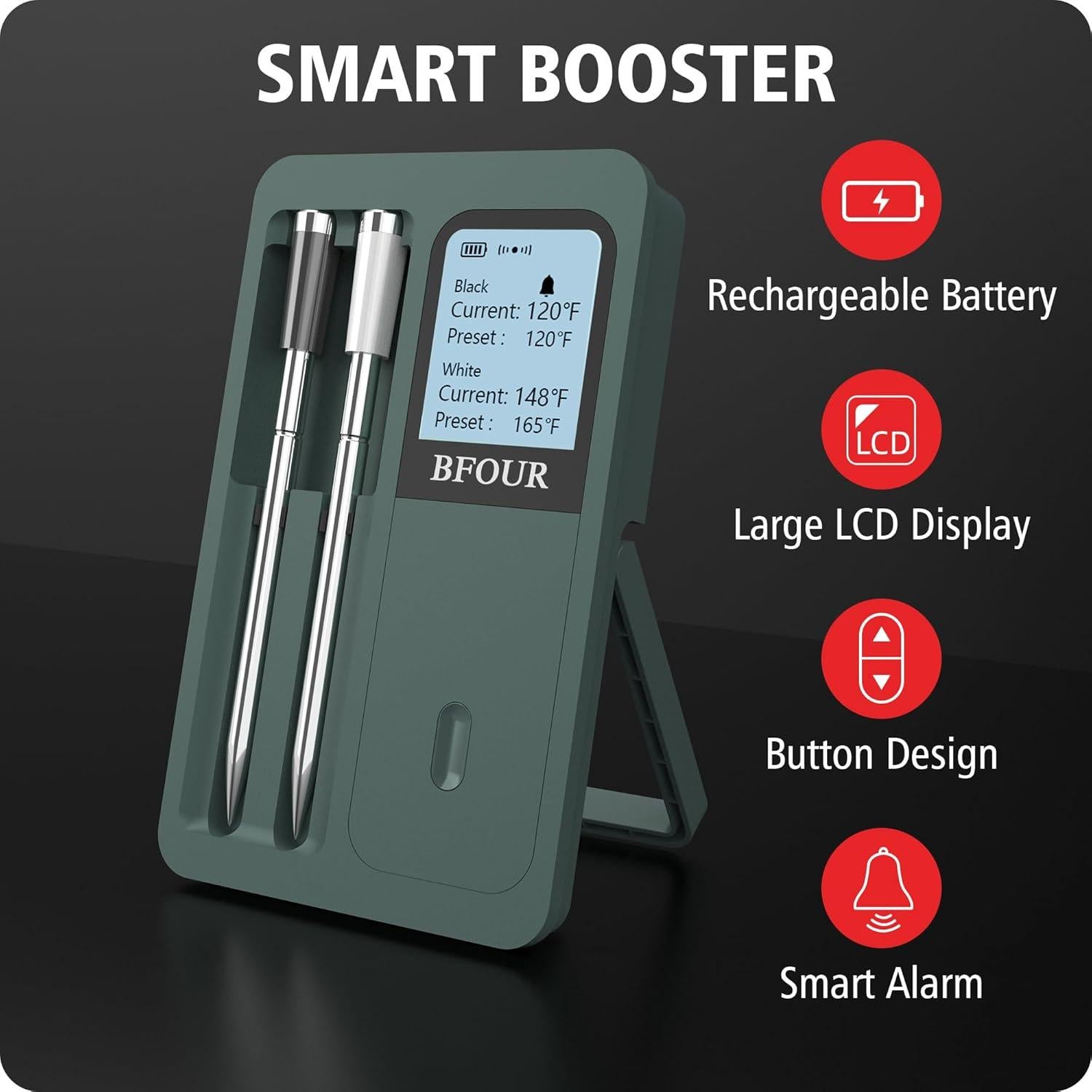 Termómetro Digital Inalámbrico BFOUR con 2 Probes para Carne