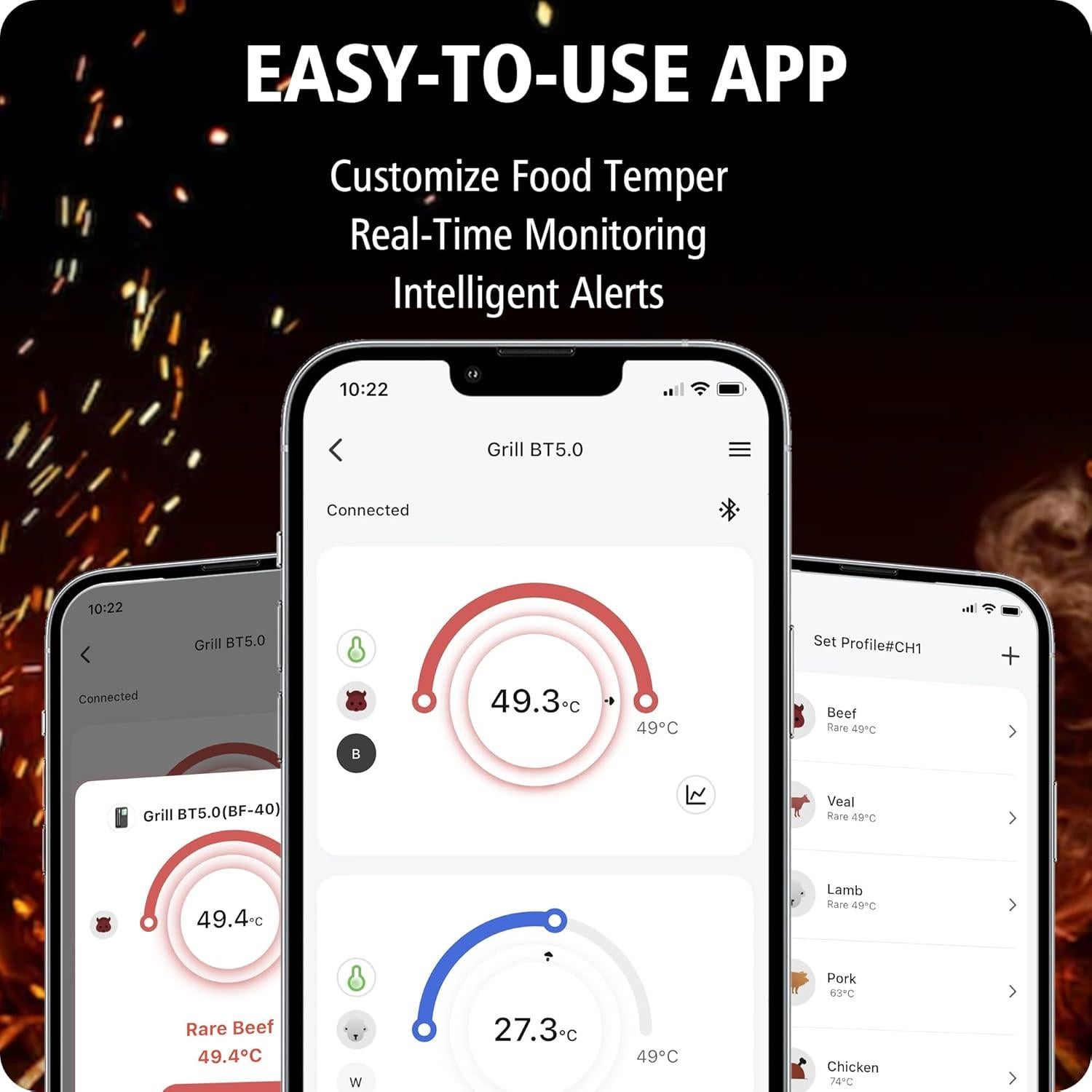Termómetro Digital Inalámbrico BFOUR con 2 Probes para Carne
