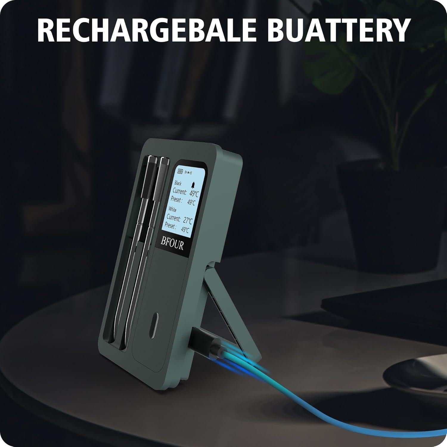 Termómetro Digital Inalámbrico BFOUR con 2 Probes para Carne