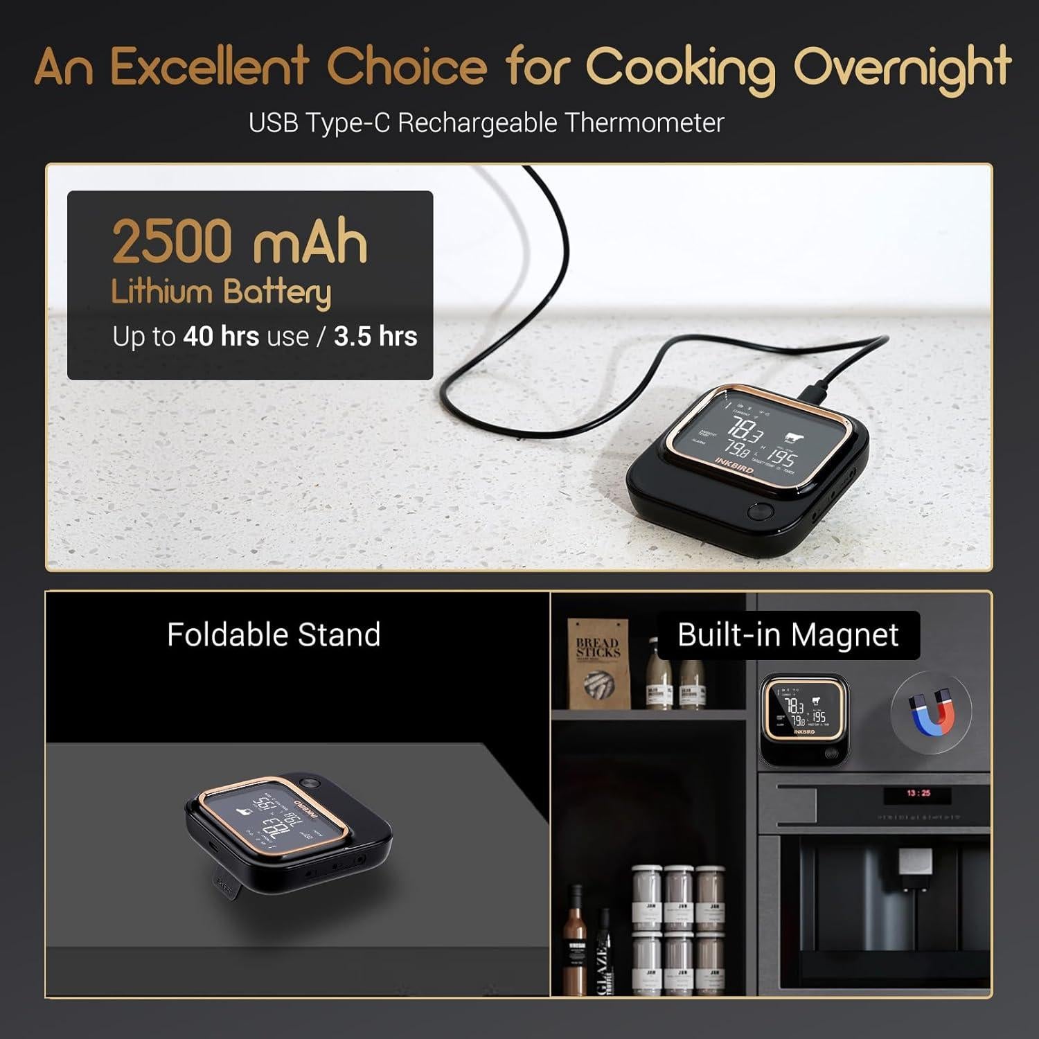 Termómetro de Carne Inkbird IBT-26S WiFi 6 Sondas 20cm