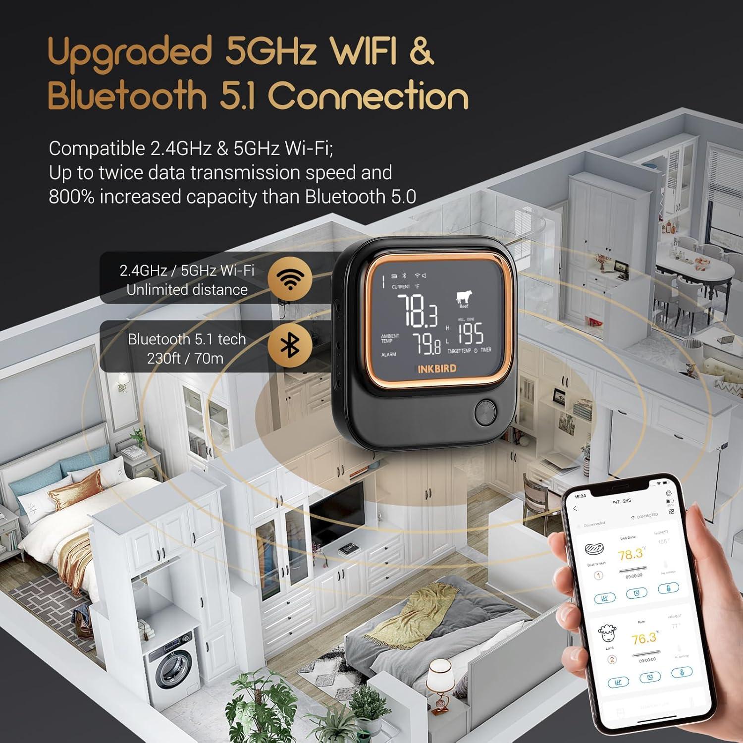 Termómetro de Carne Inkbird IBT-26S WiFi 6 Sondas 20cm