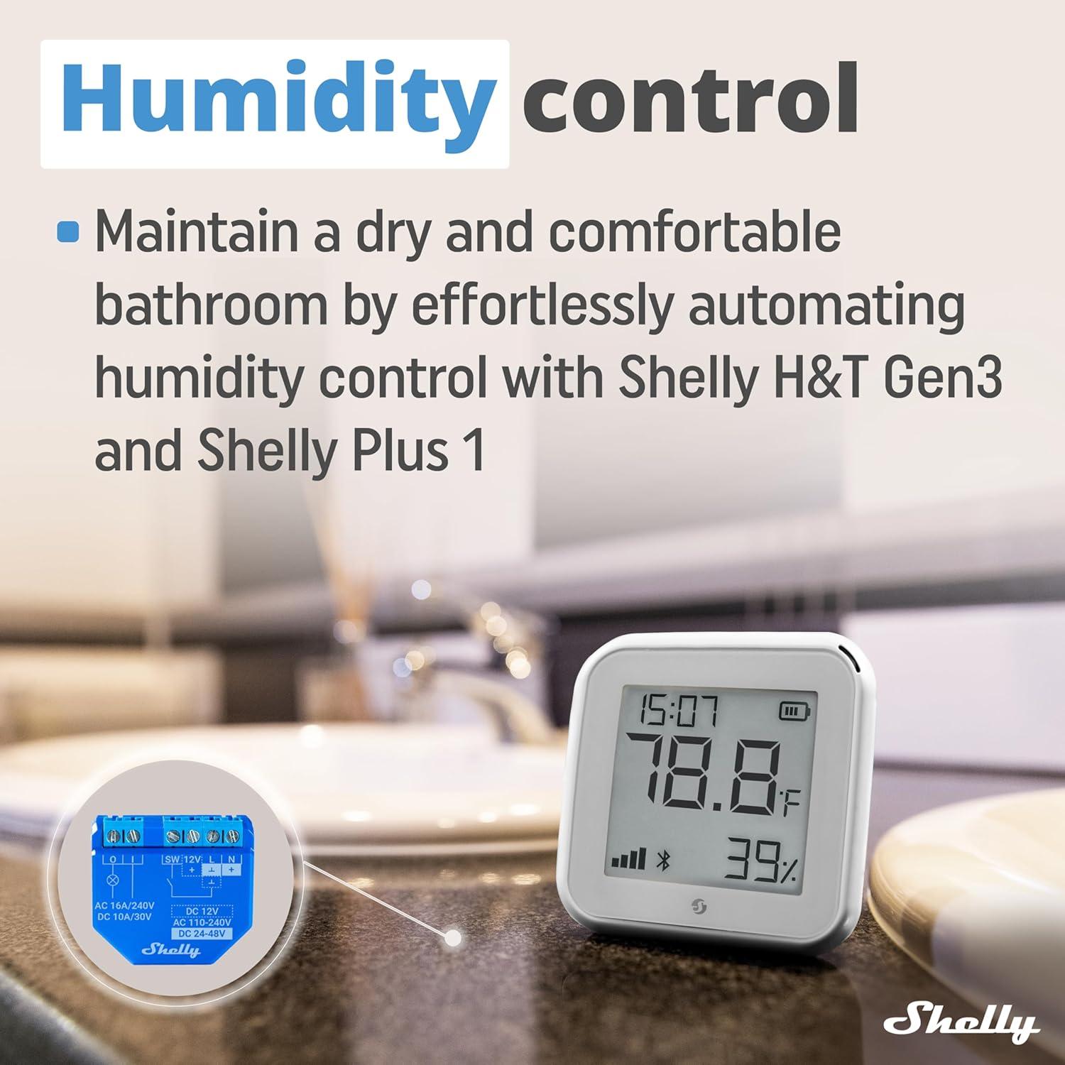 Sensor de Temperatura y Humedad Shelly H&T Gen3 Blanco