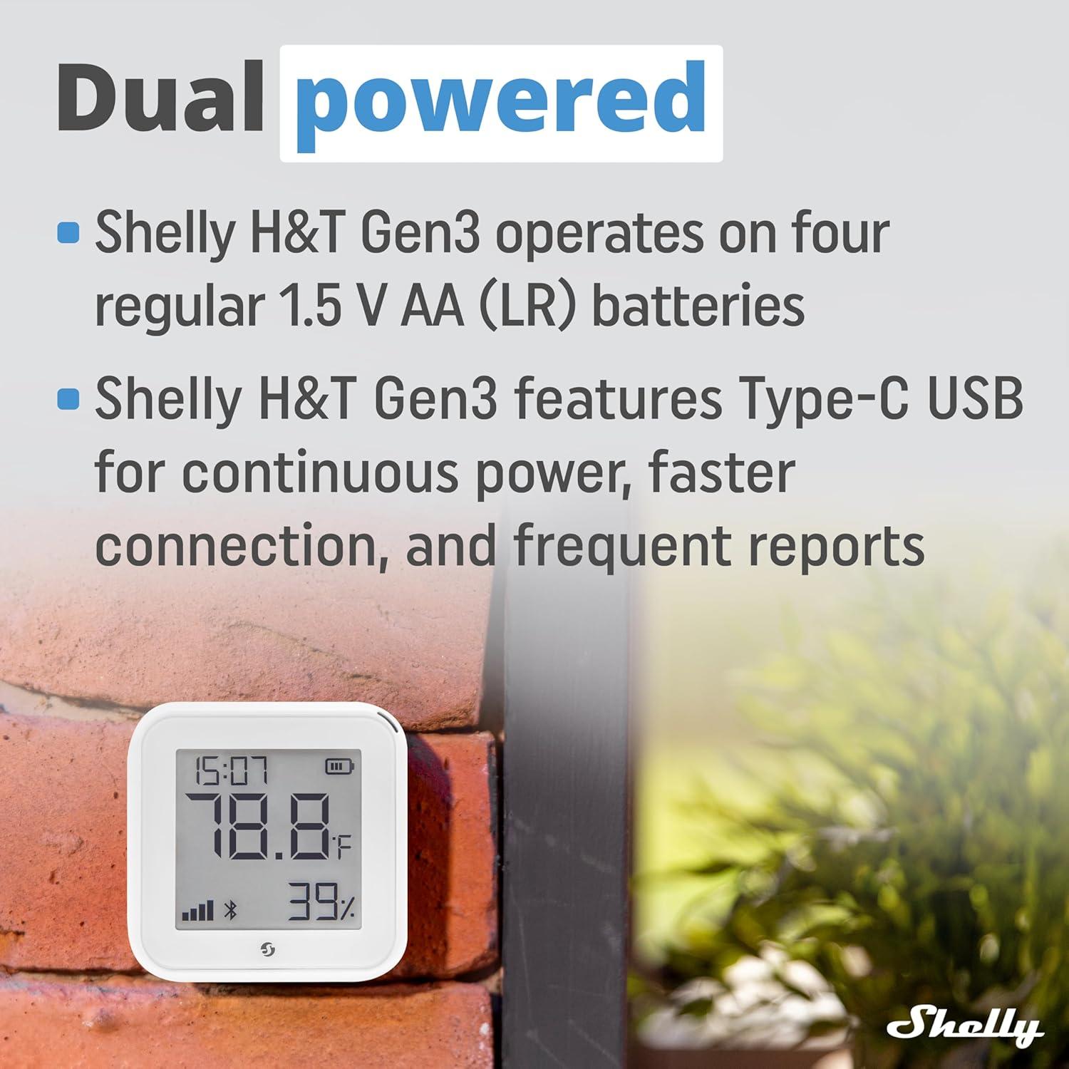 Sensor de Temperatura y Humedad Shelly H&T Gen3 Blanco