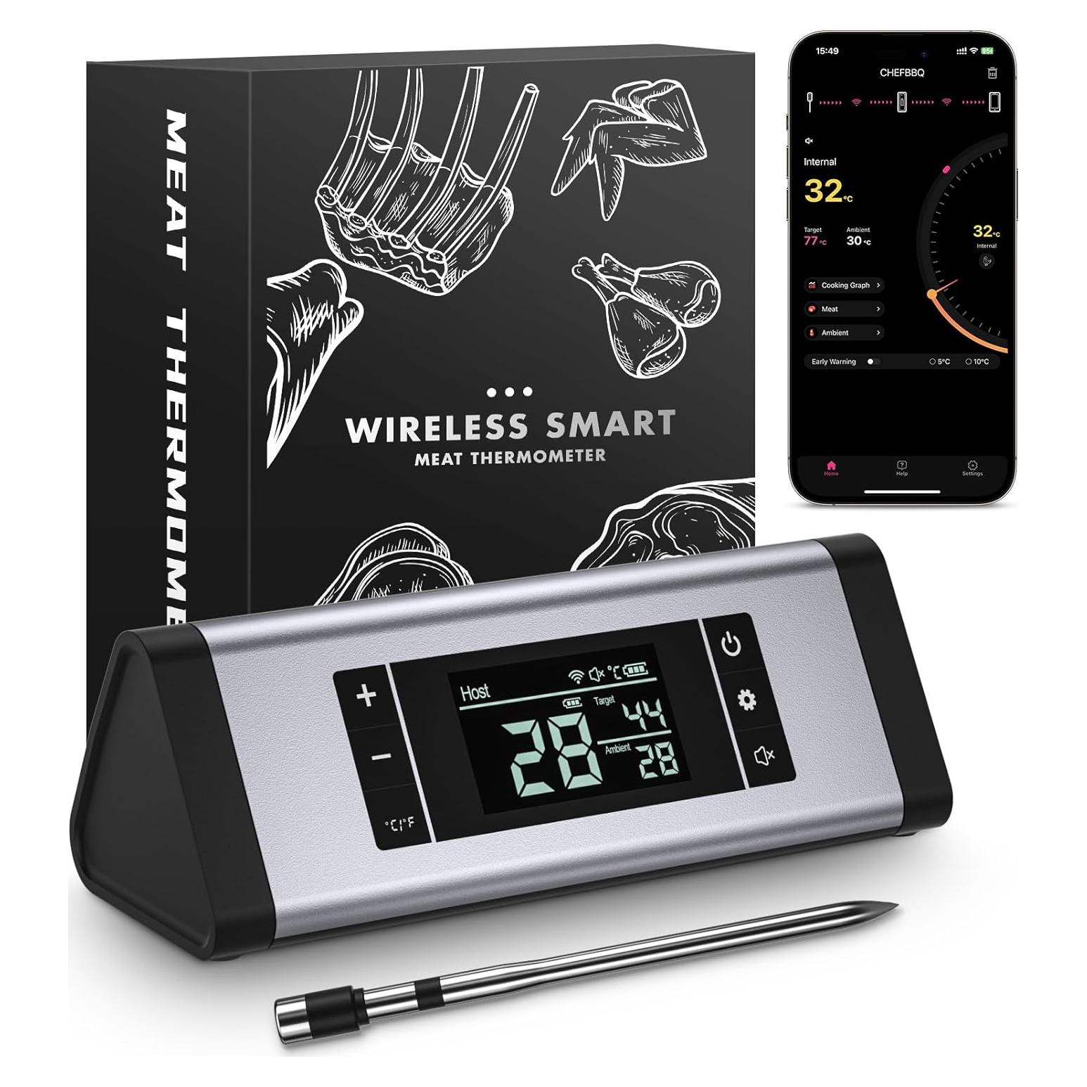 Termómetro de Carne Inalámbrico TiInsta 800FT Digital con Sonda