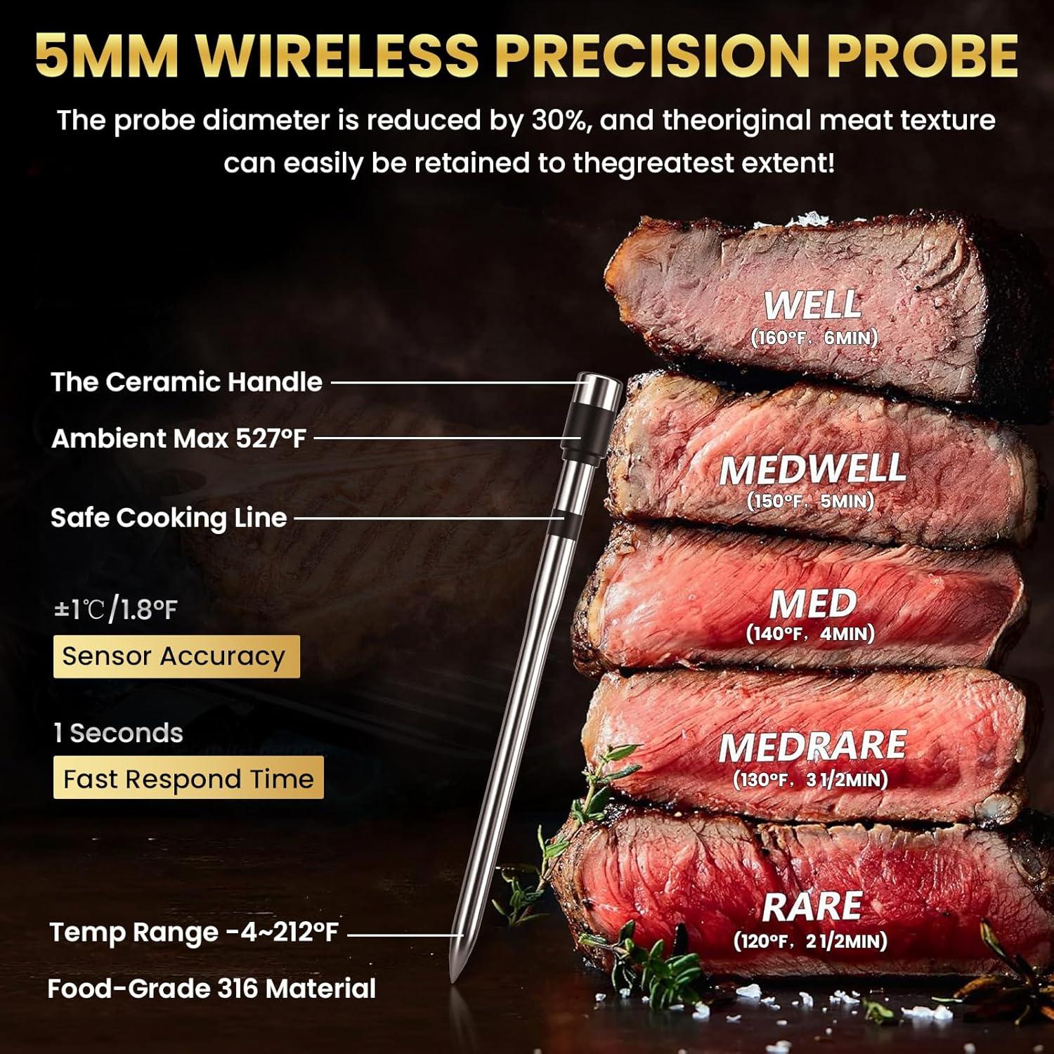Termómetro de Carne Inalámbrico TiInsta 800FT Digital con Sonda