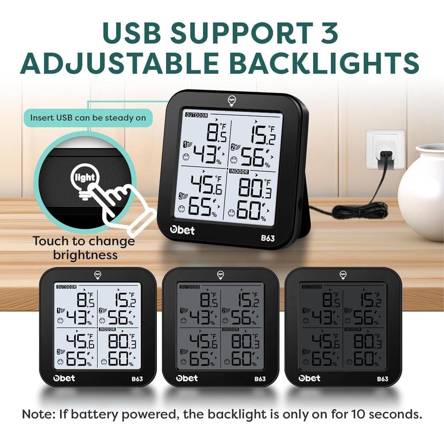 Estación Meteorológica Inalámbrica OBET con 3 Sensores