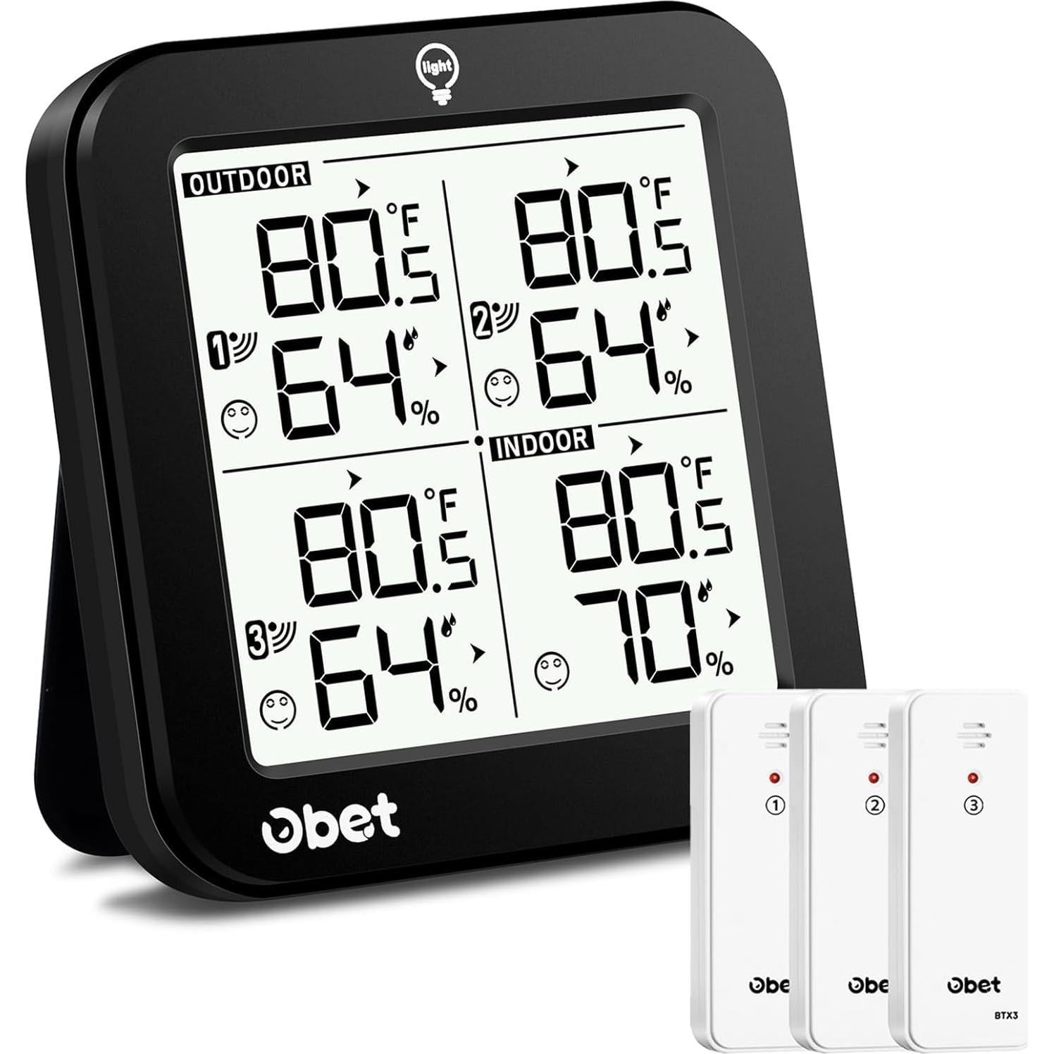 Estación Meteorológica Inalámbrica OBET con 3 Sensores