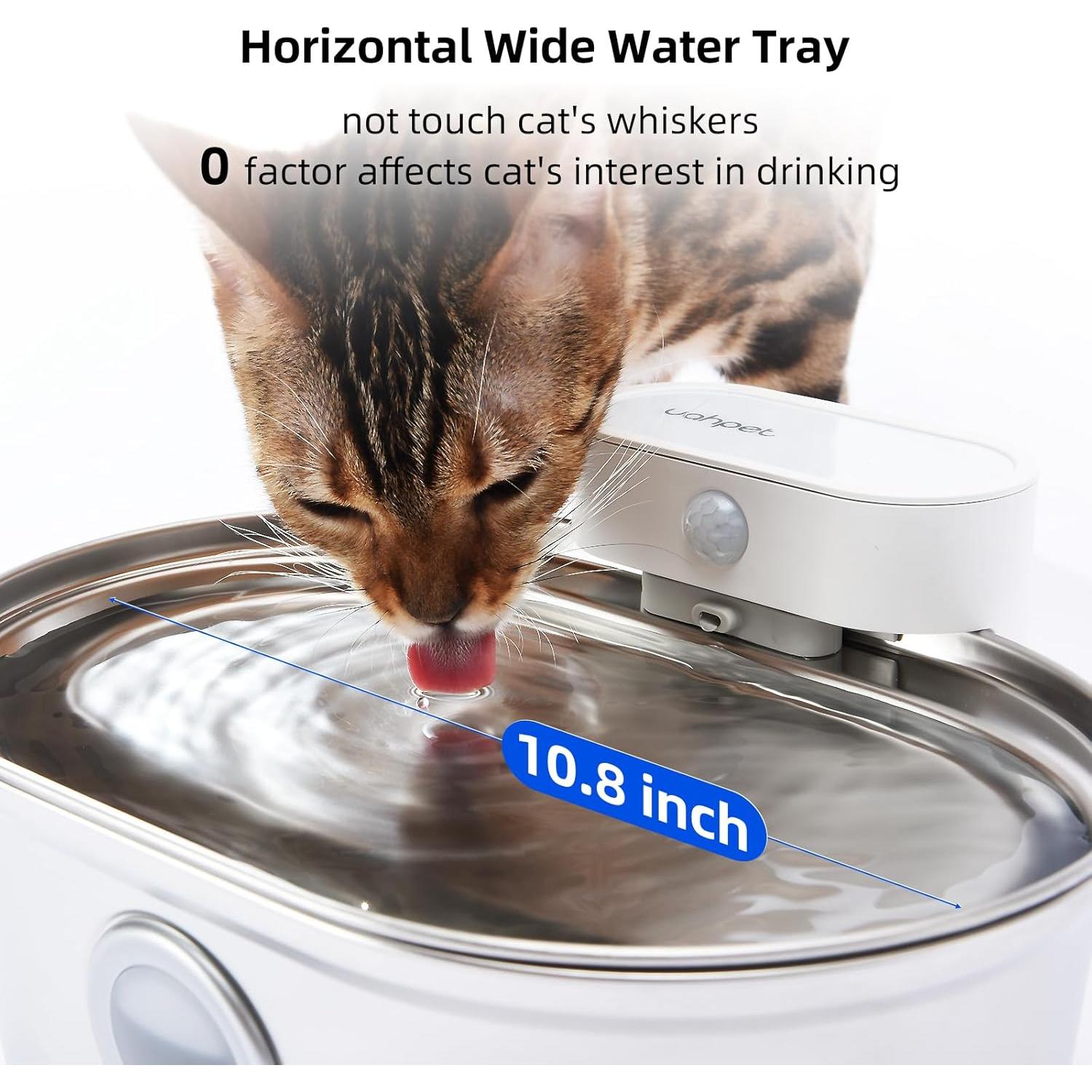 Fuente de Agua Inalámbrica uahpet 2L Acero Inoxidable para Gatos