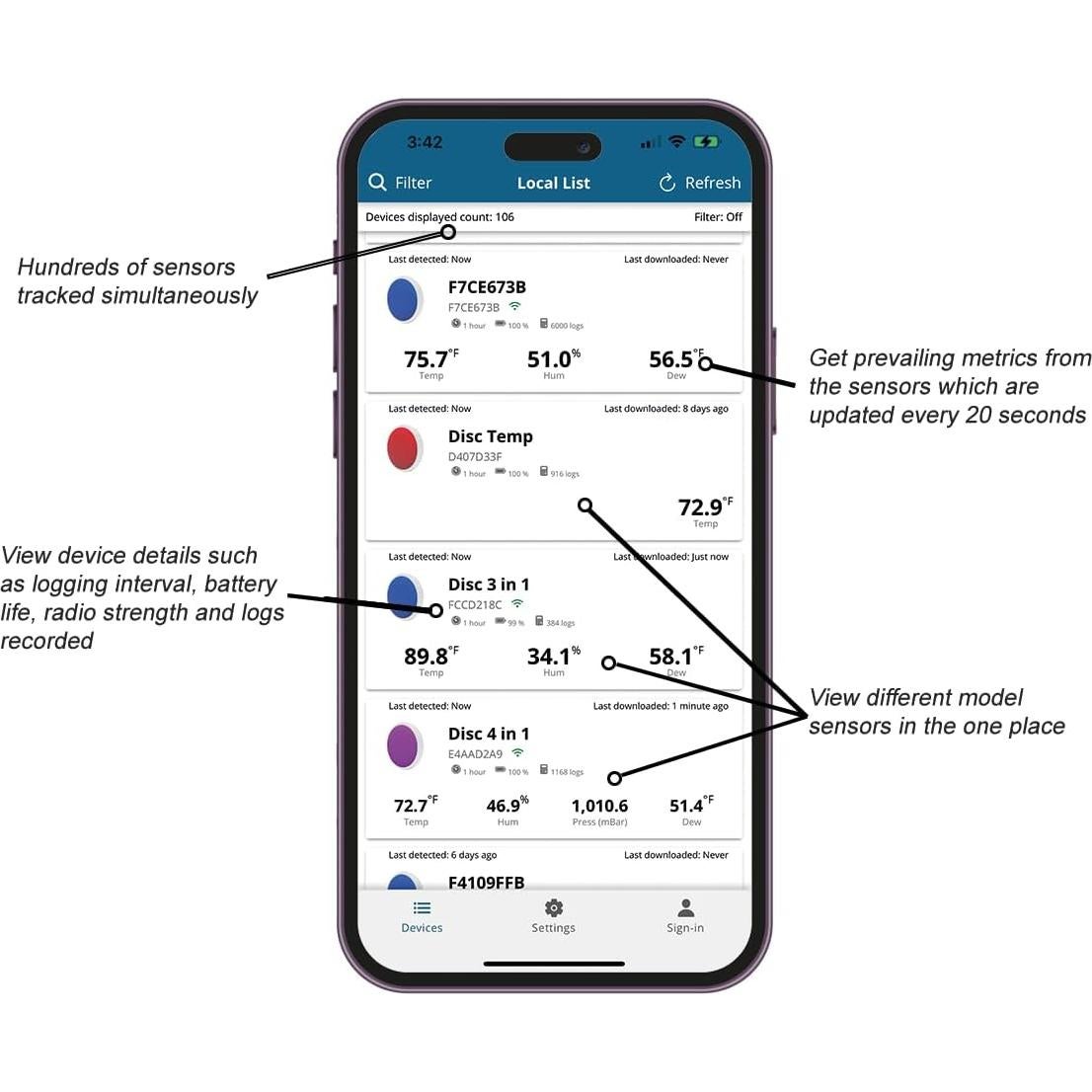 Termómetro Higrómetro Bluetooth Tempo Disc Mini 3 en 1
