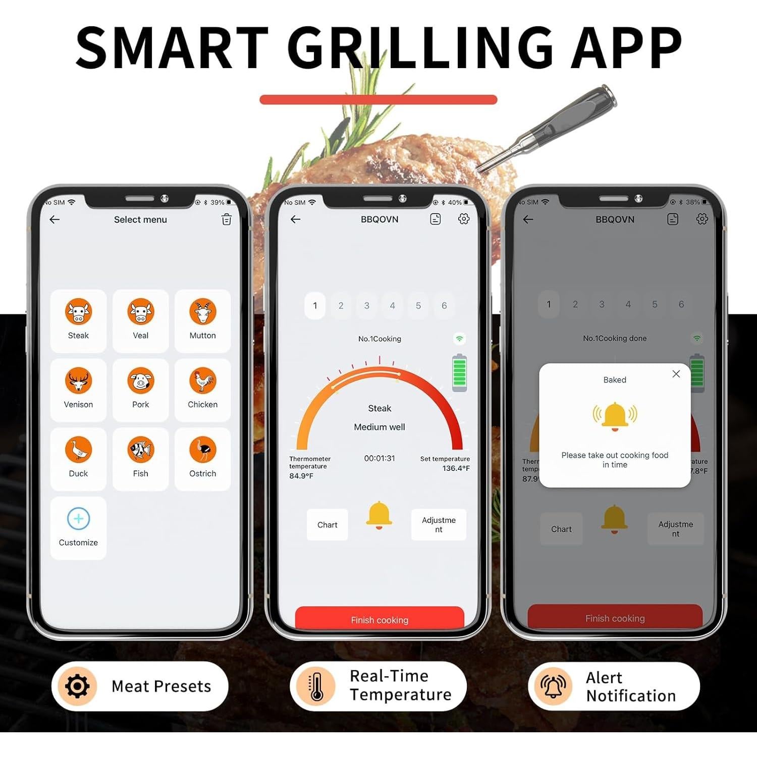 Termómetro de Carne Inalámbrico Btclink BBQ-03 Bluetooth