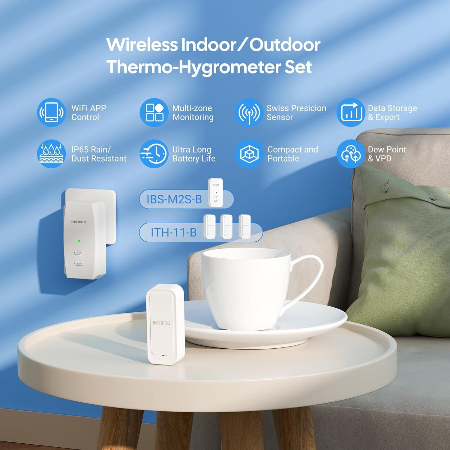 Higrómetro Termómetro WiFi Inkbird con Sensor Suizo 3 Pzs