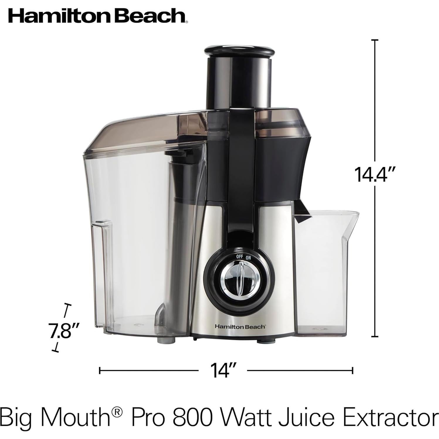 Extractor de Jugo Hamilton Beach 800W Gran Boca 7,62cm