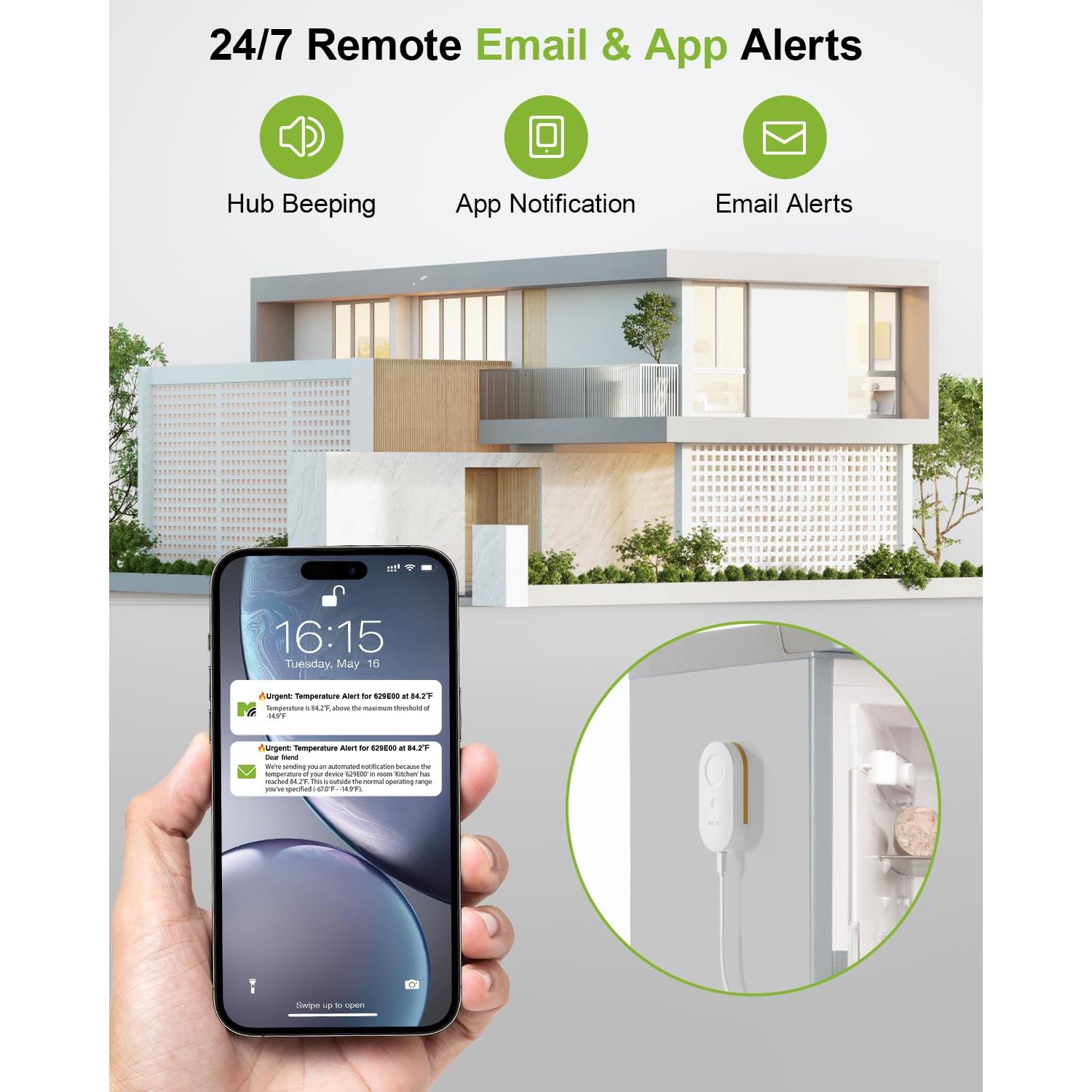 Termómetro Digital WiFi MOCREO H5 con 2 Sensores y Alarma