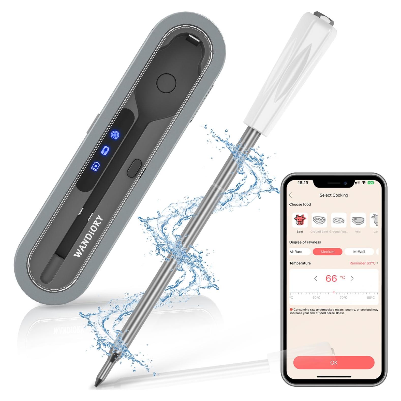 Termómetro de Carne Inalámbrico WANDiORY con Sonda Precisa