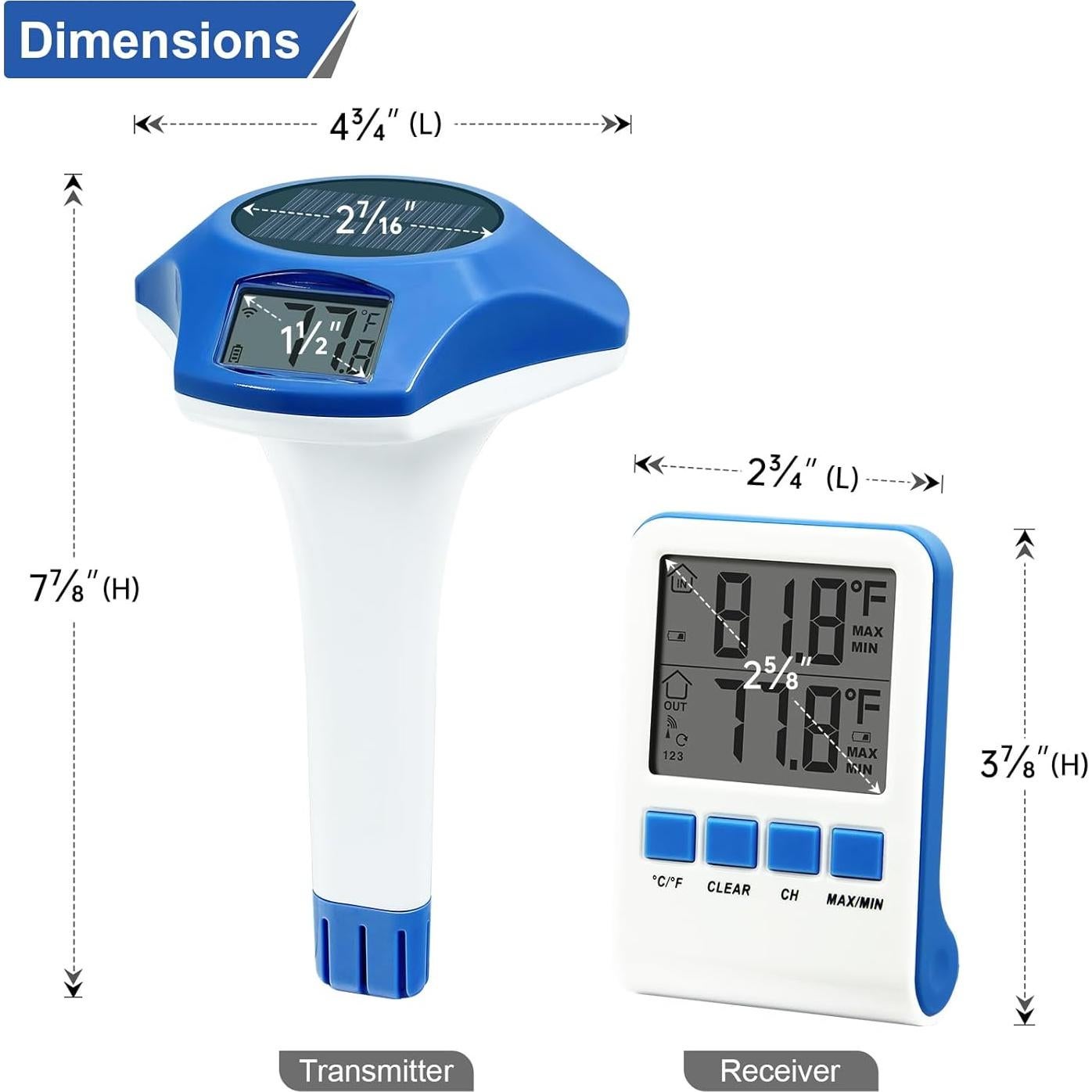 Termómetro de piscina solar Circrane digital IPX8 21cm