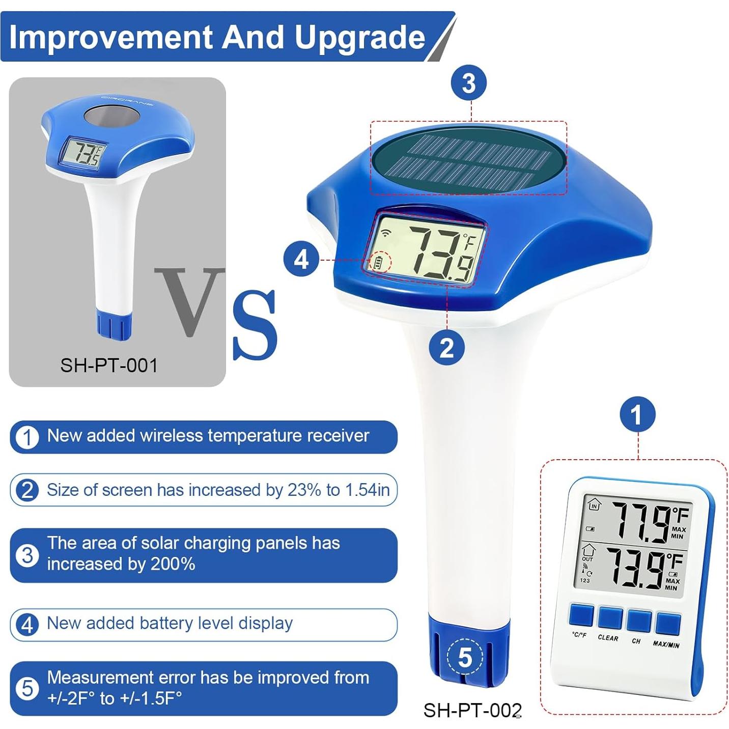 Termómetro de piscina solar Circrane digital IPX8 21cm