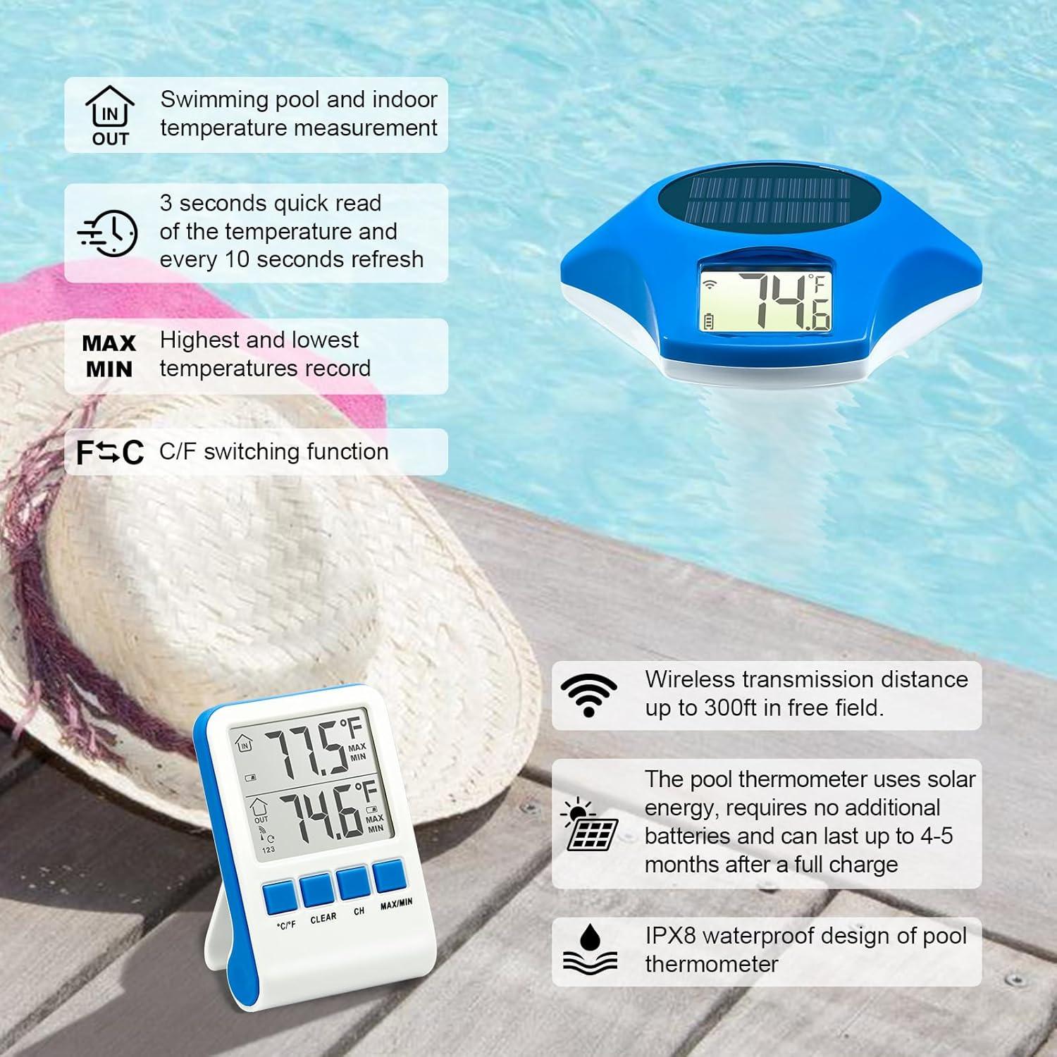 Termómetro de piscina solar Circrane digital IPX8 21cm