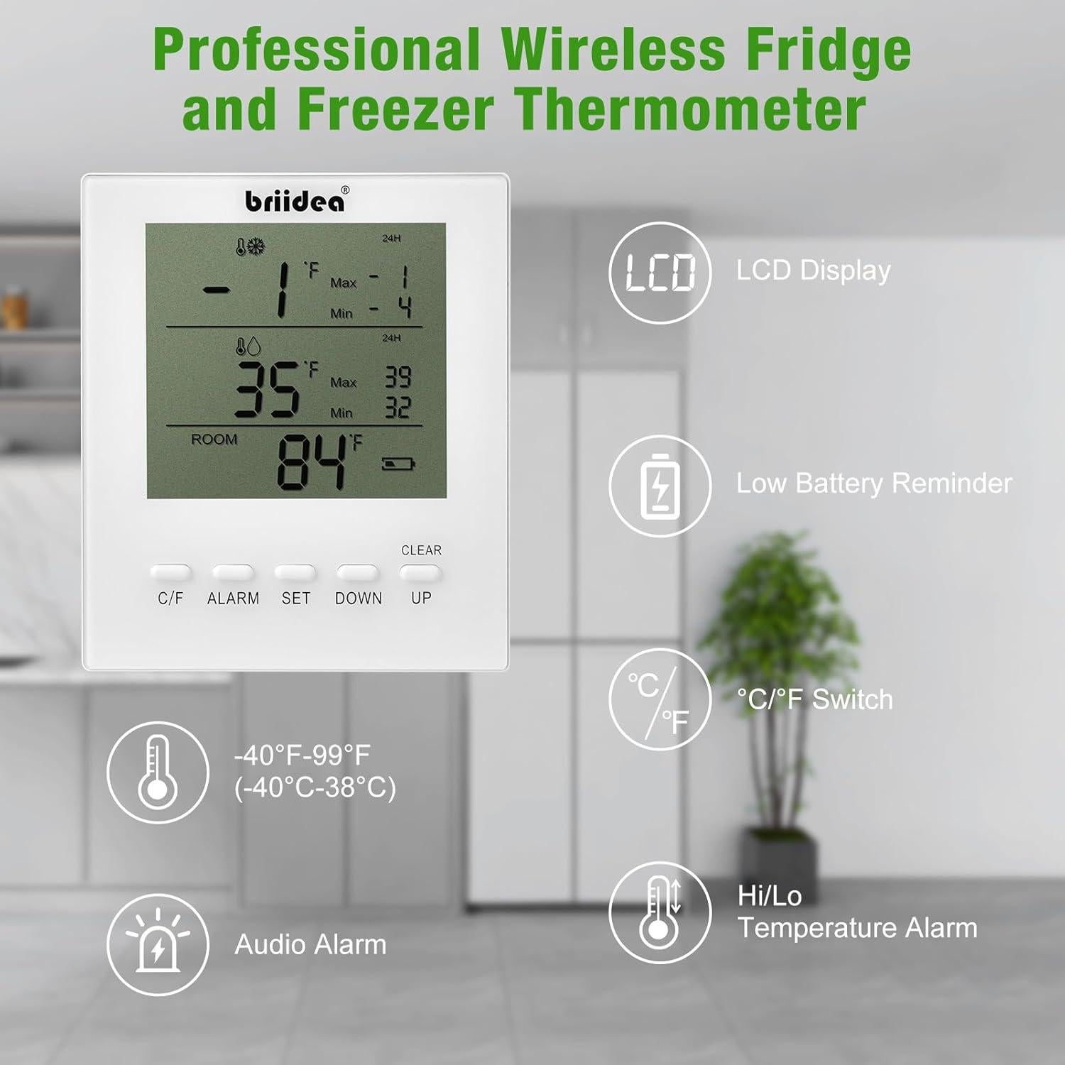 Termómetro Inalámbrico Briidea para Refrigerador y Congelador