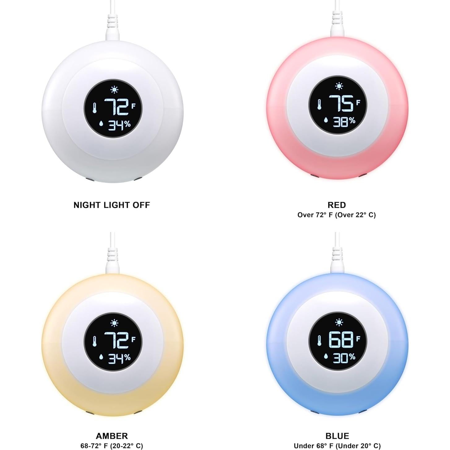 Luz Nocturna Kelvin LittleHippo con Termómetro y Higrómetro
