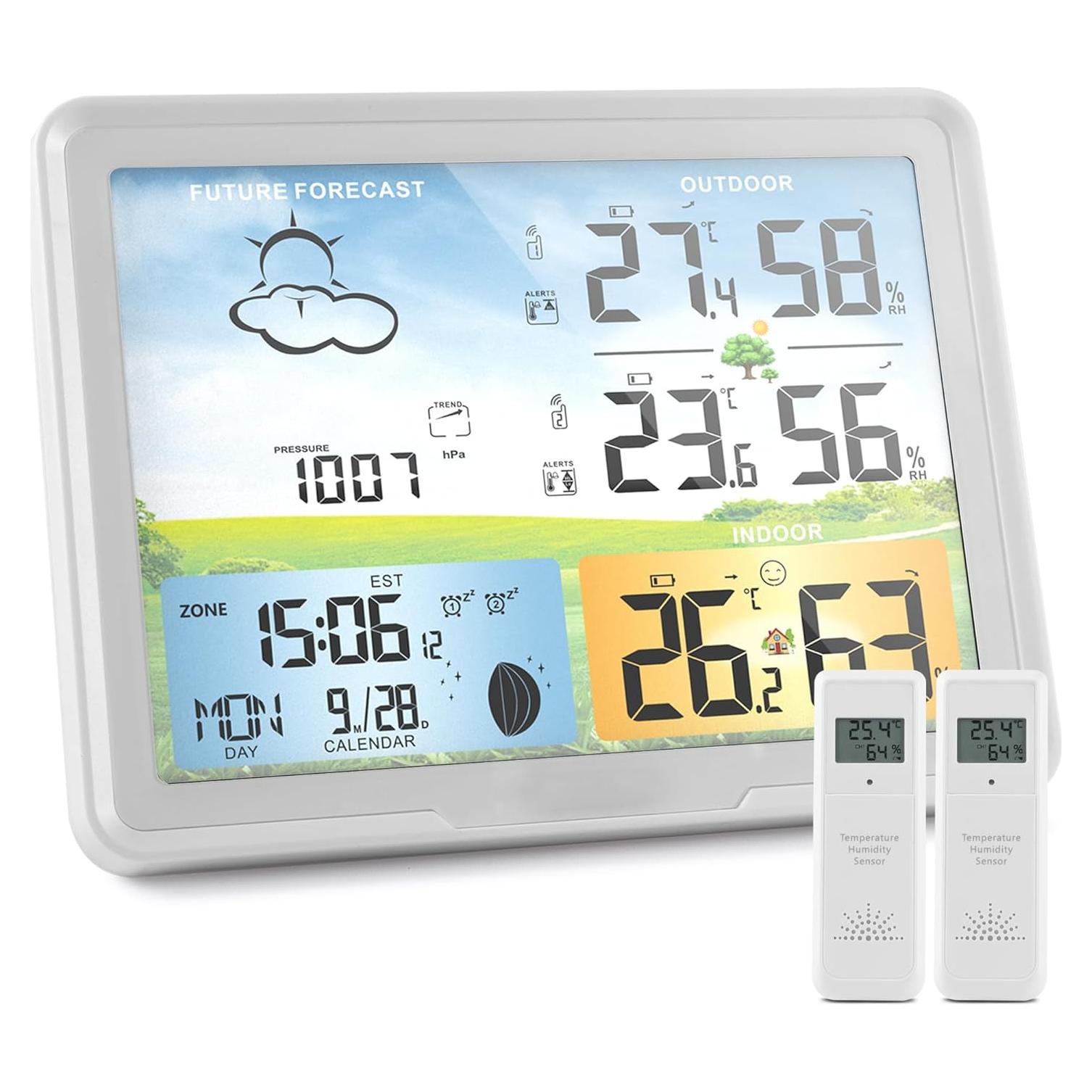 Estación Meteorológica Inalámbrica HaureiGi 10 en 1 con 2 Sensores