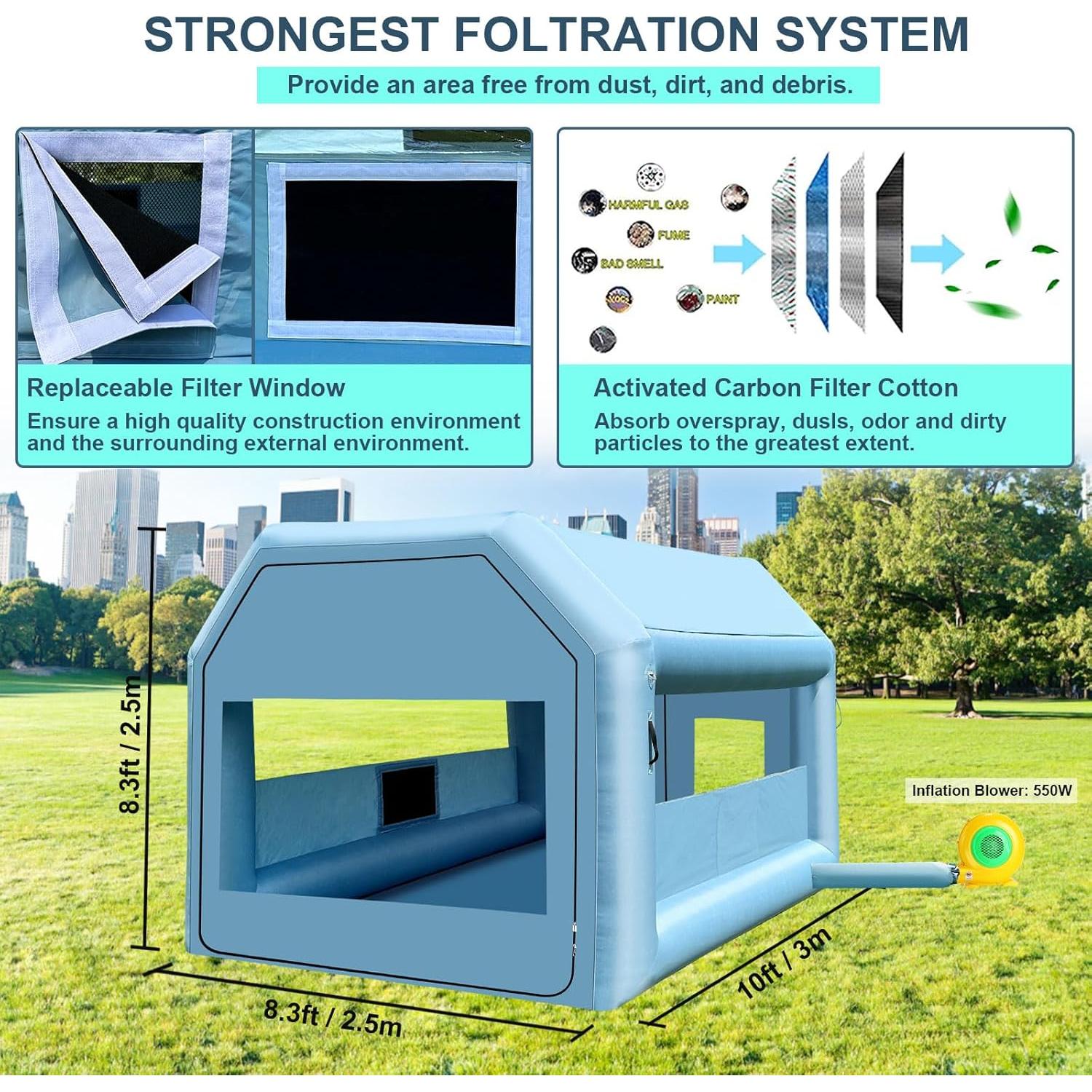 Cabina de Pintura Inflable LVAOSTT 3x2.5x2.5m con Ventilador
