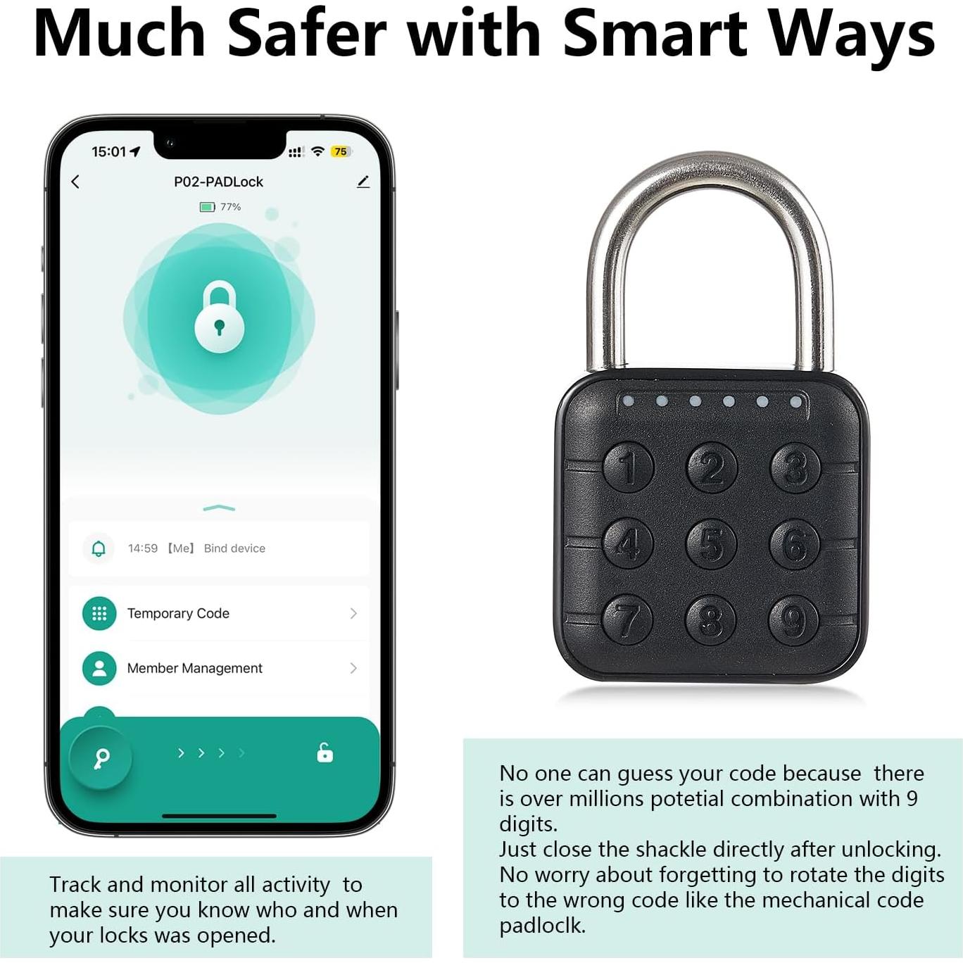Candado Combinado Inteligente Relihom RMP02-1 Bluetooth IP67