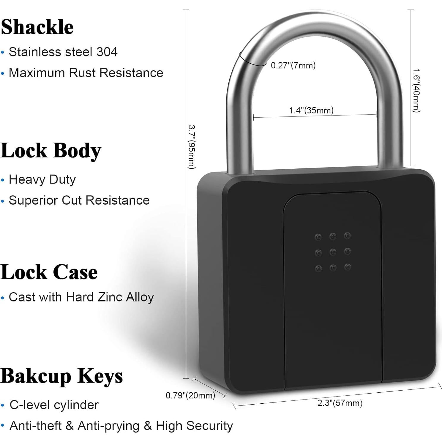 Candado Biométrico Dhiedas YL-P10BF Bluetooth Impermeable