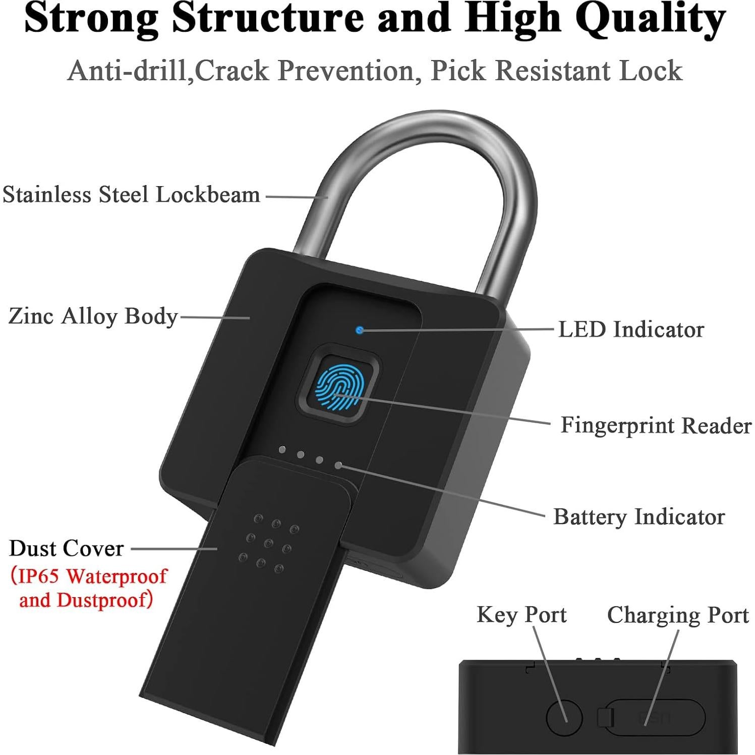 Candado Biométrico Dhiedas YL-P10BF Bluetooth Impermeable