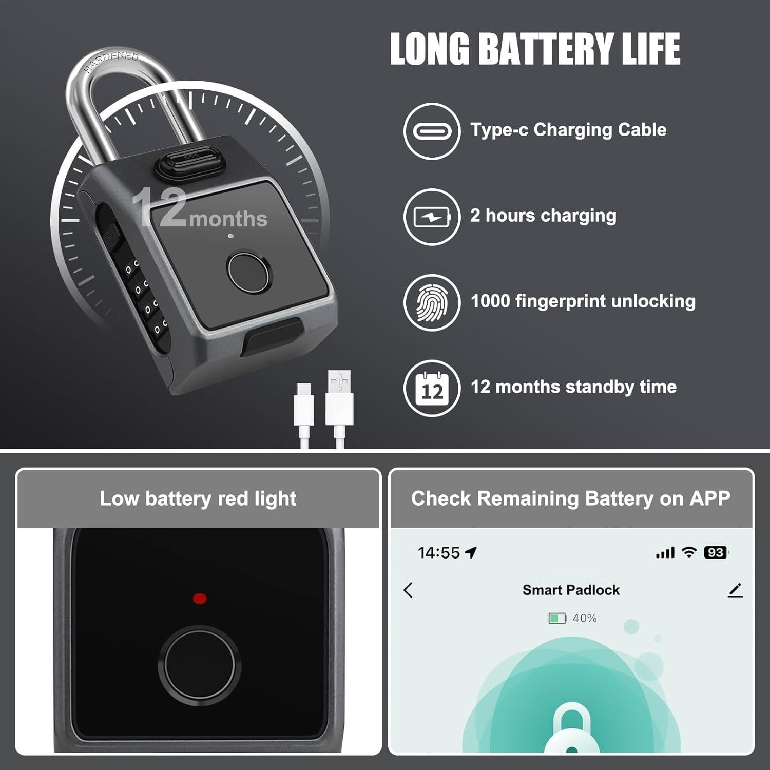 Candado Biométrico Diyife con Huella Dactilar y APP