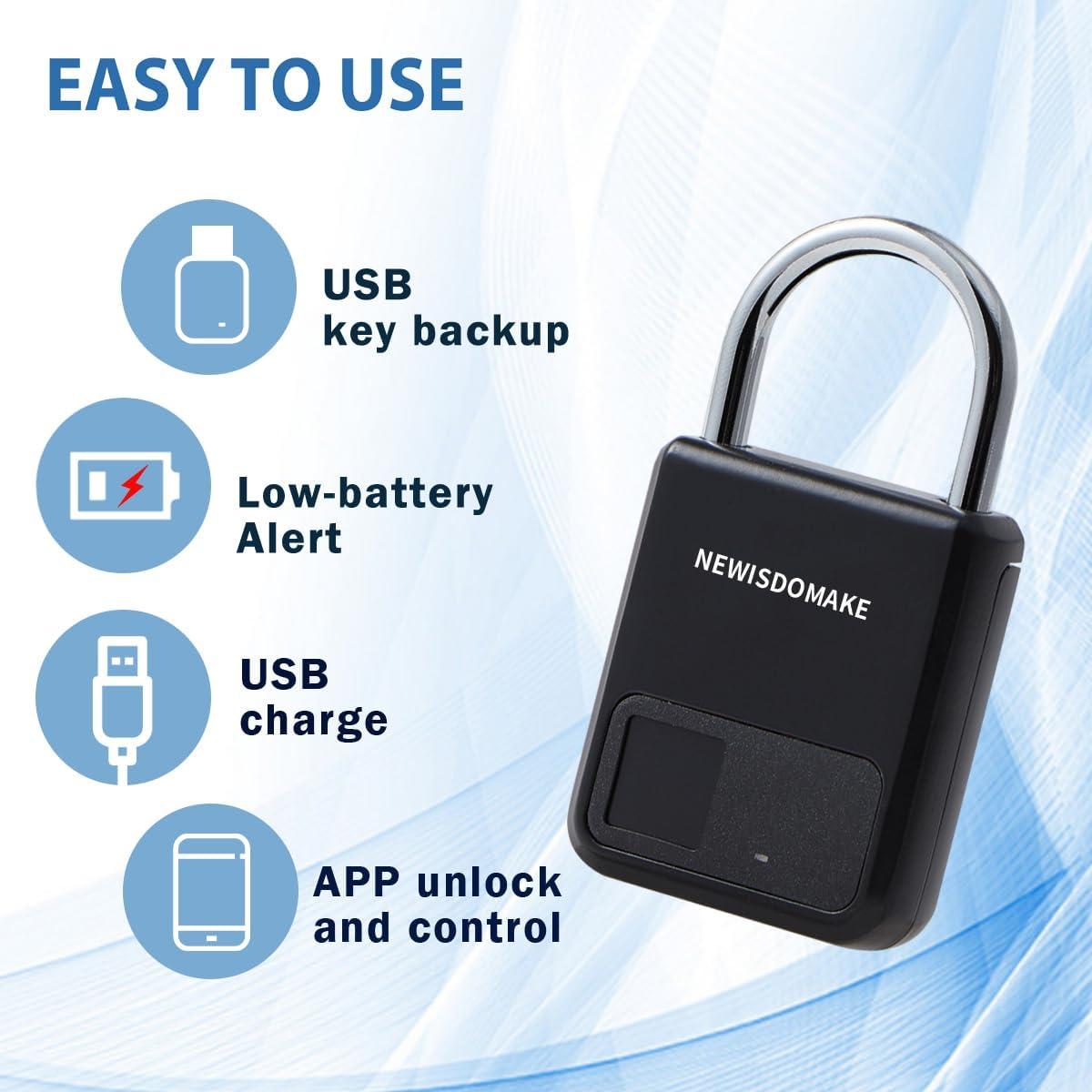 Candado Biométrico Newisdomake NM-8900PBN Negro