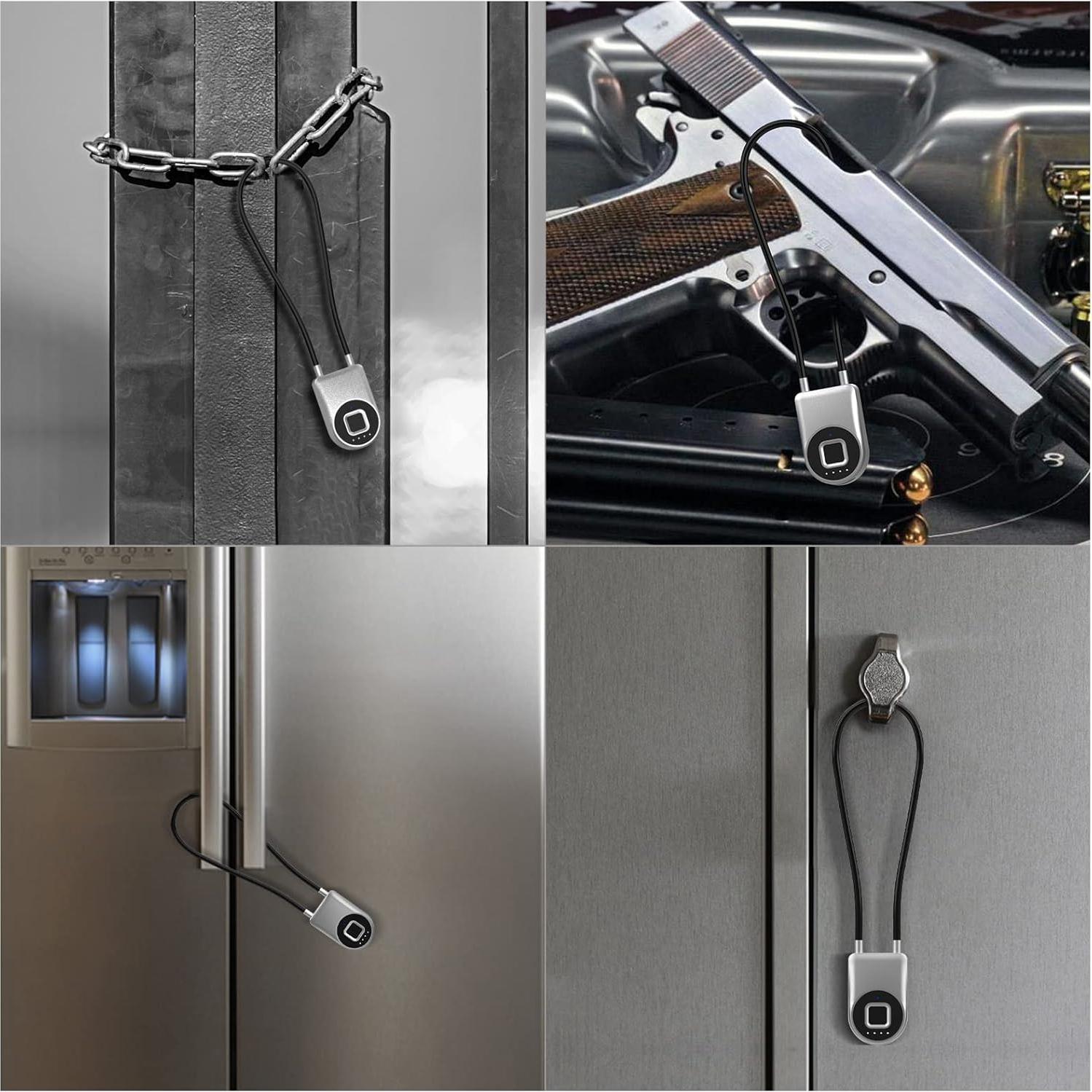 Candado Biometrico Dhiedas con Cable de 15,24 cm Plata