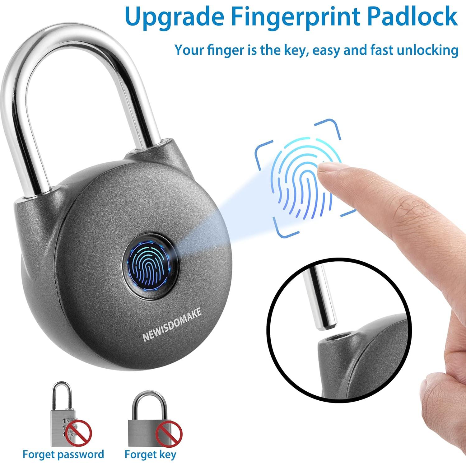 Candado Biométrico Newisdomake NM-8904GN Gris 0.26 kg