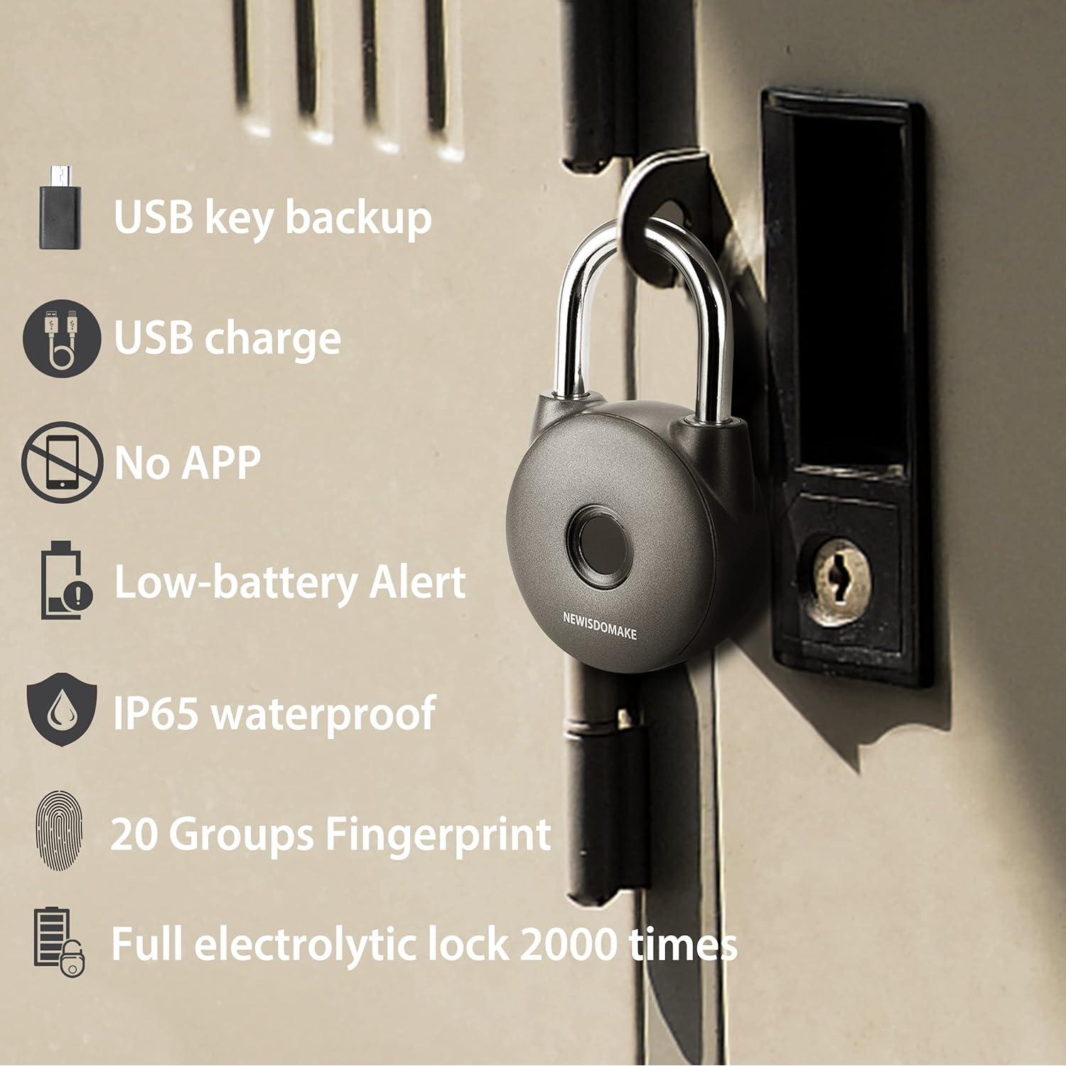 Candado Biométrico Newisdomake NM-8904GN Gris 0.26 kg