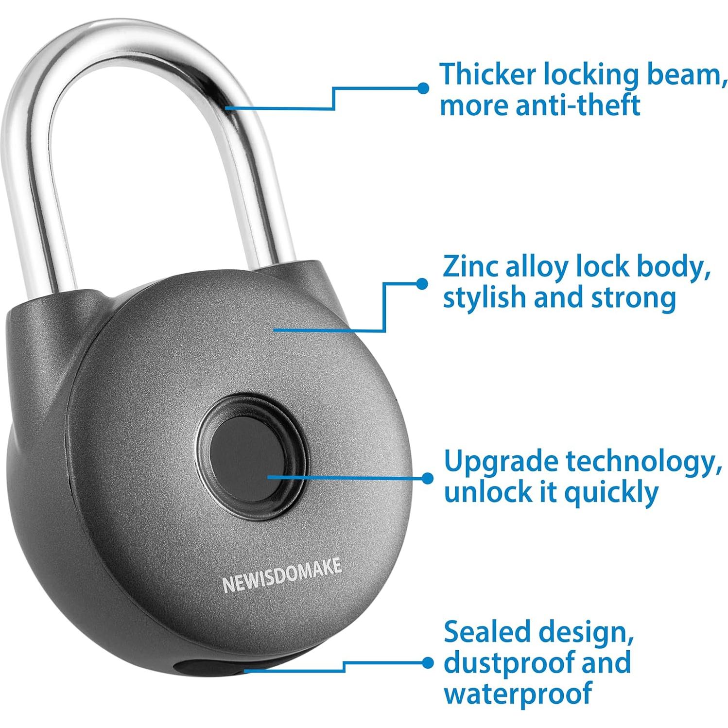 Candado Biométrico Newisdomake NM-8904GN Gris 0.26 kg