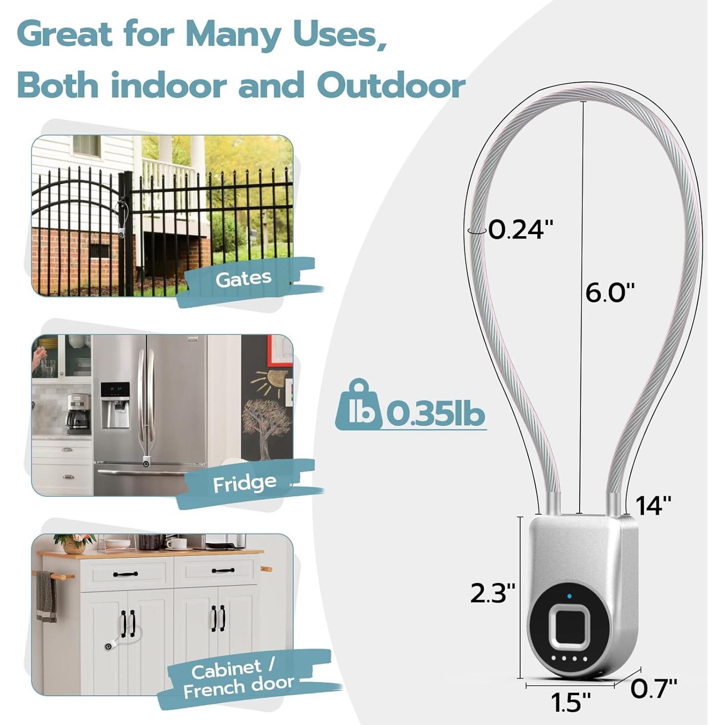 Candado Biométrico Dhiedas P2C 6" Plata Bluetooth