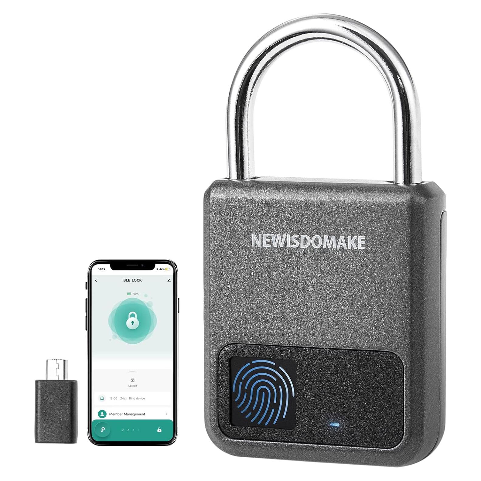 Candado Biométrico Newisdomake NM-8900PG Gris Recargable