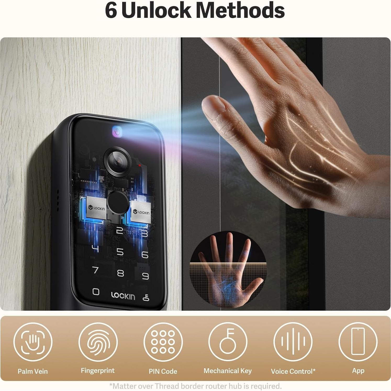 Cerradura Inteligente Lockin Veno Plus con Cámara 2K y Huellas