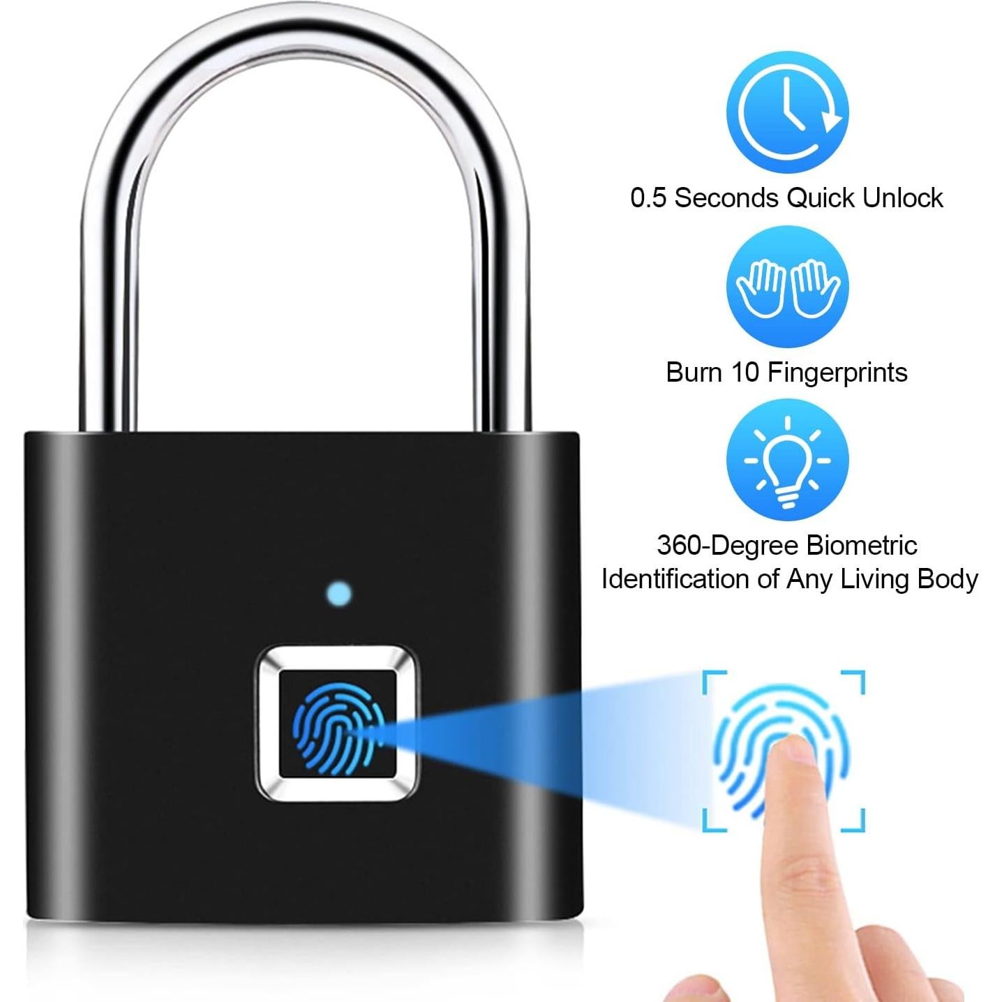 Cerradura Biométrica Hutomwua Negra con 10 Huellas