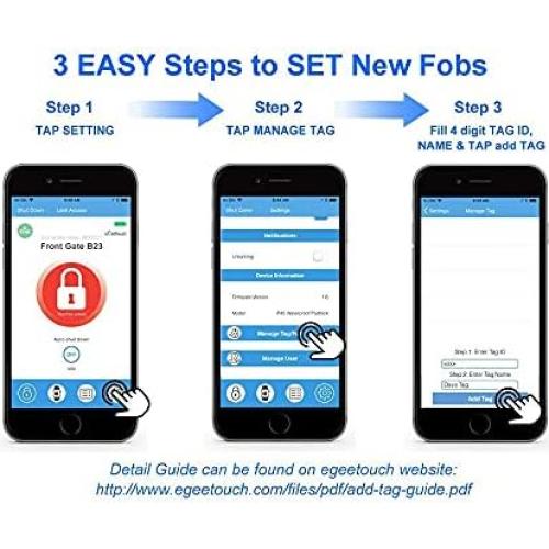 eGeeTouch NFC Cerradura Inteligente 2 Tarjetas y 2 Fobs