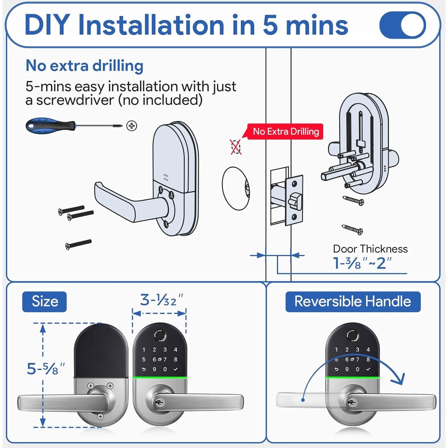 Cerradura Electrónica Biométrica NICE DIGI X1 Sin Llave