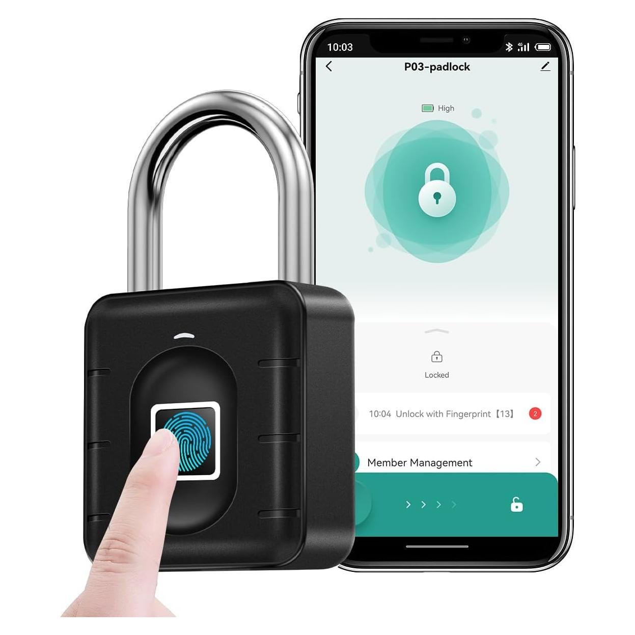 Candado Biométrico AICase IP67 Huella Dactilar Recargable