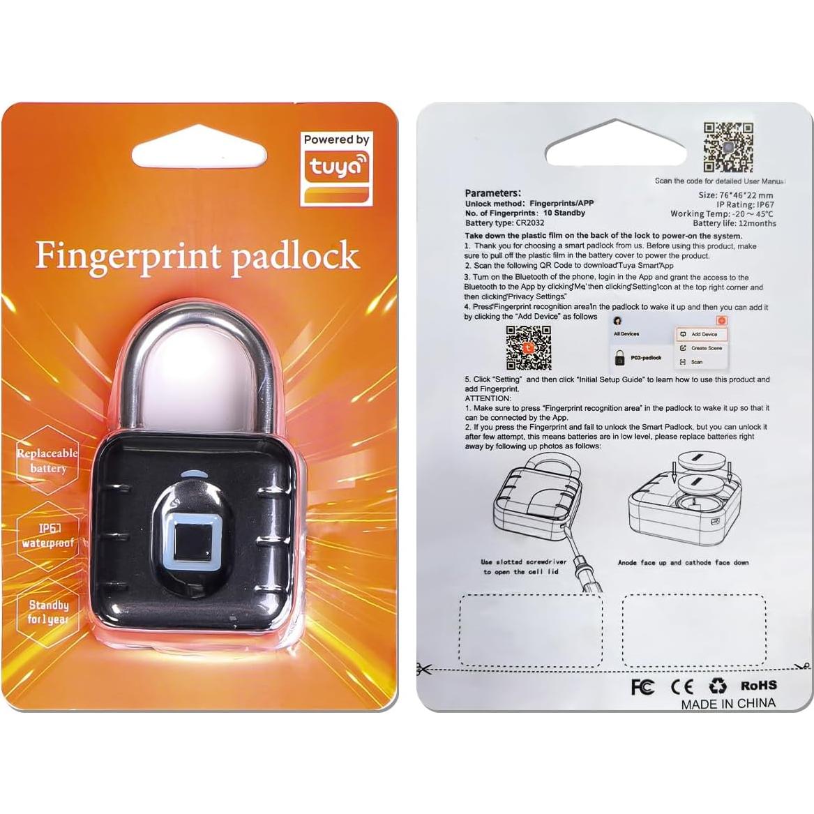 Candado Biométrico AICase IP67 Huella Dactilar Recargable